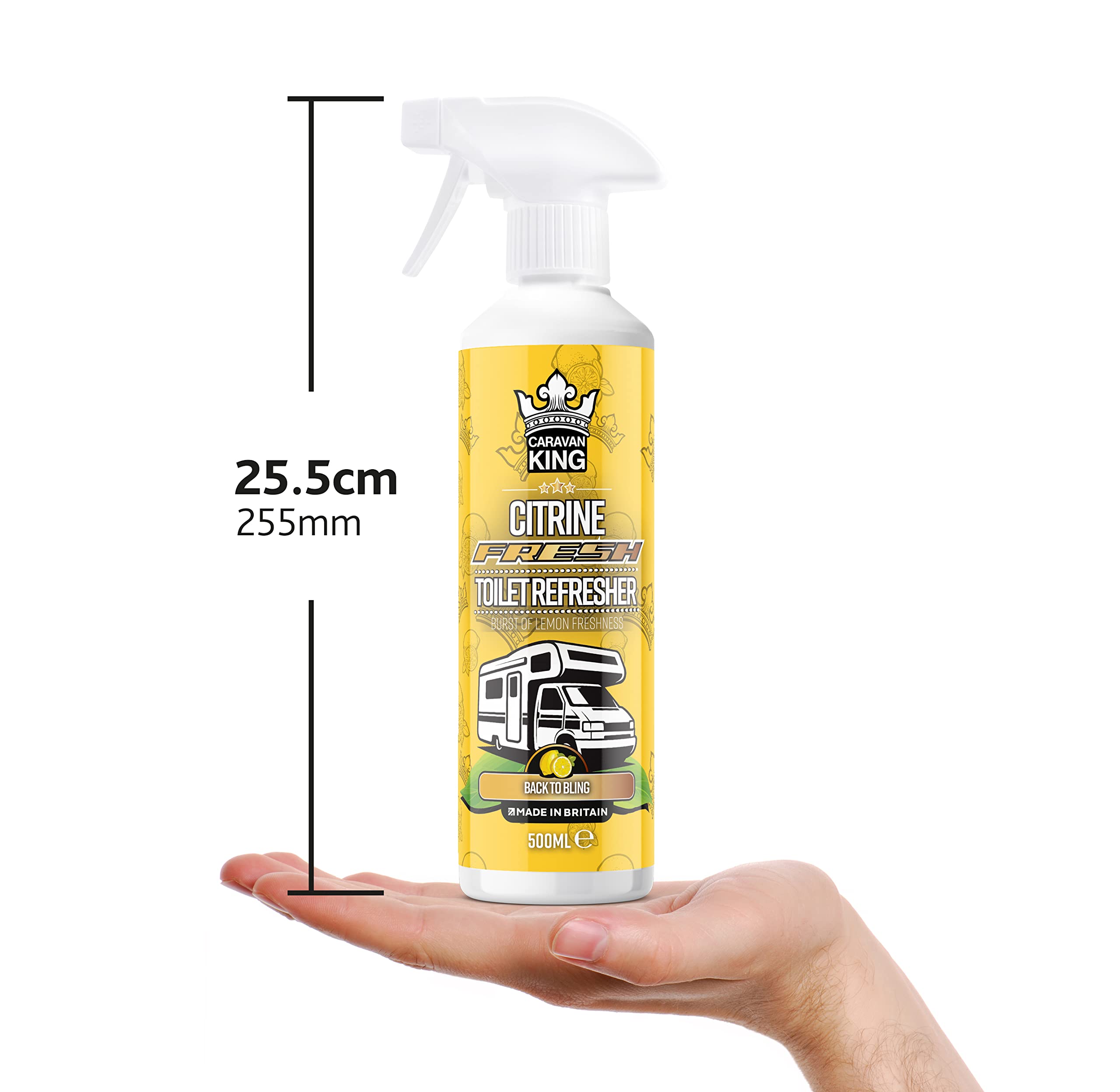 Caravan King Antibacterial Toilet Refresher Spray - Lemon Scent | 500 ml Trigger Spray 2