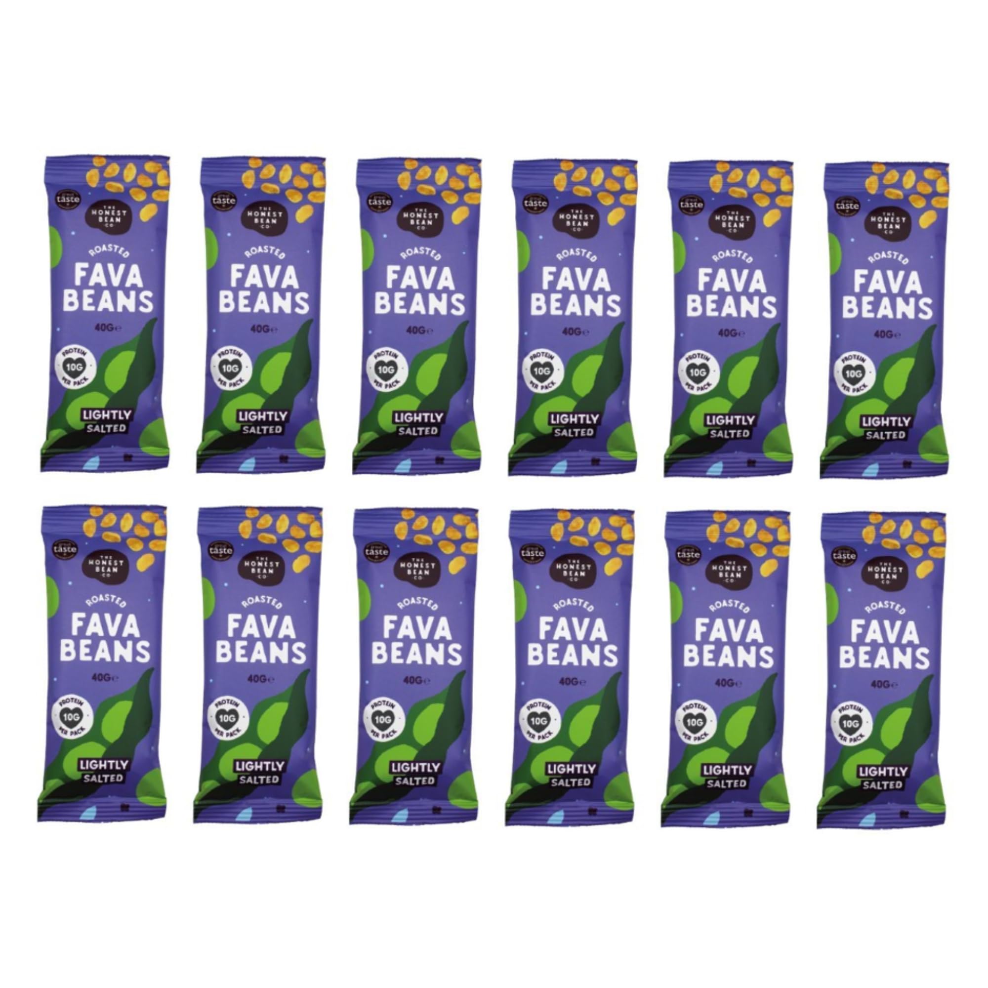 The Honest Bean Co Roasted Fava Beans Lightly Salted - High Protein Vegan Snack | 12 x 40g Bags