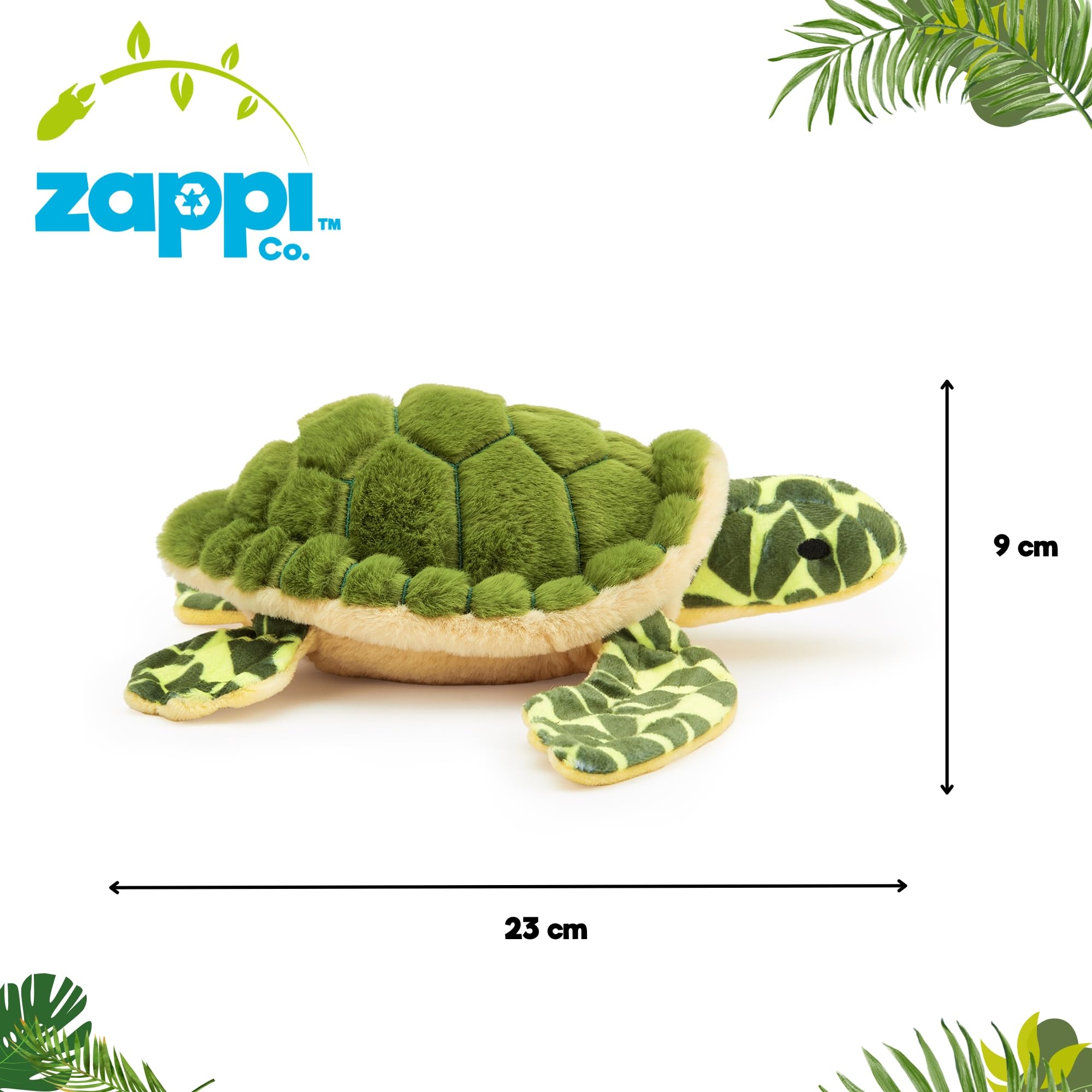 Zappi Co Thomas The Turtle Plush Toy - 34 cm Wide | 100% Recycled Fill | Washable 4