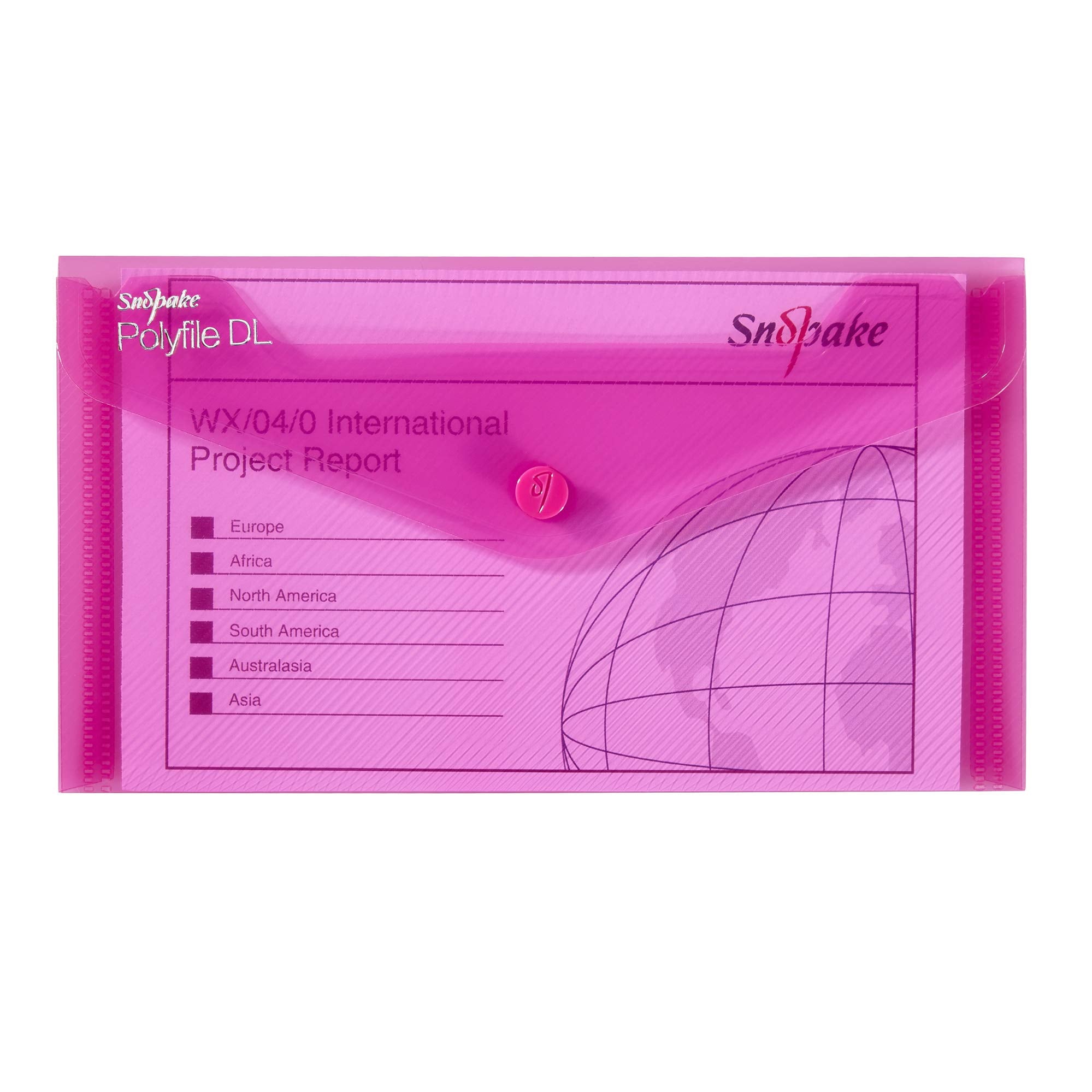 Snopake DL Polyfile Popper Wallet with Press Stud Closure - Assorted Electra | Pack of 5 | Polypropylene 9