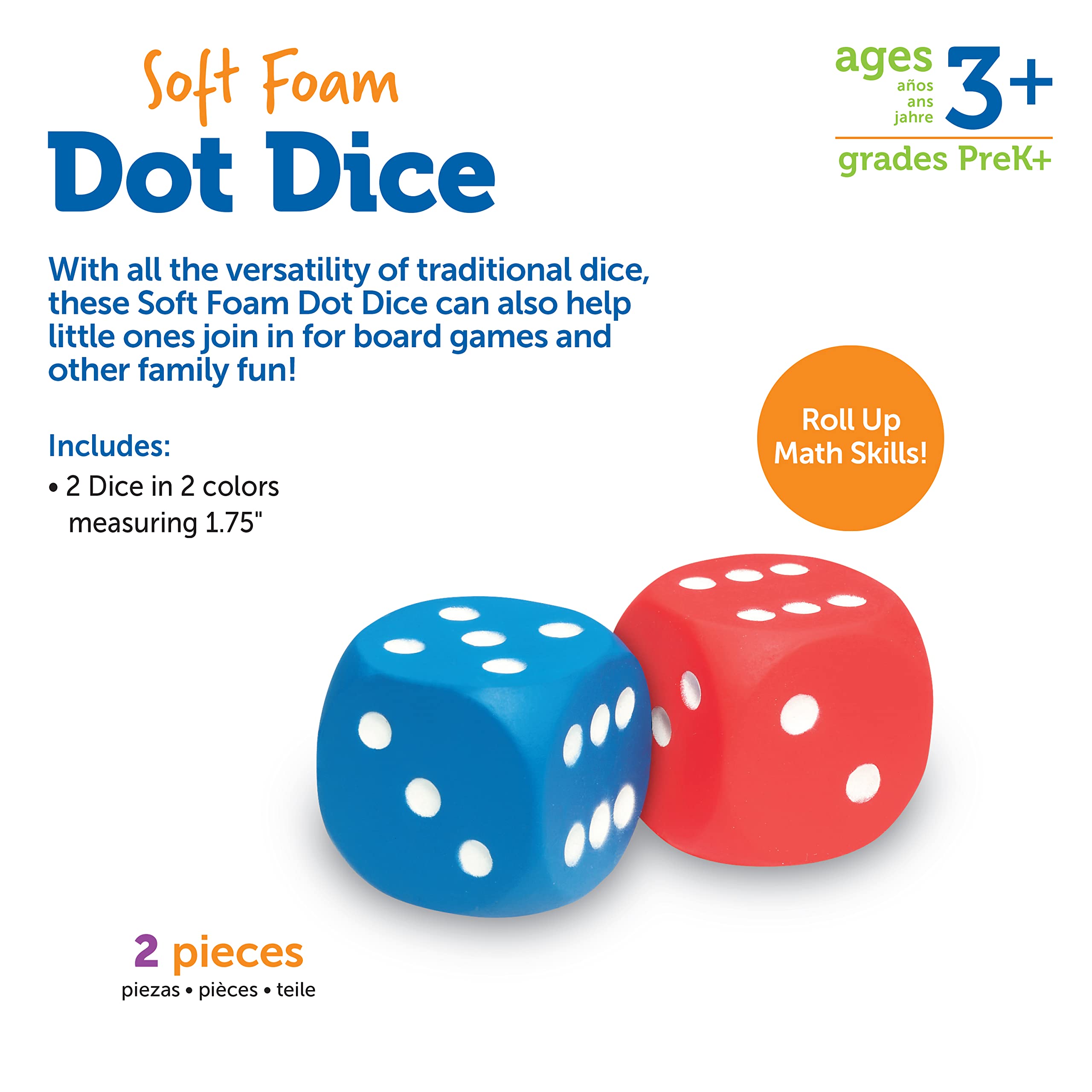 Learning Resources Foam Dot Dice - Soft Material, Large Size for Group Play | Set of 2 7