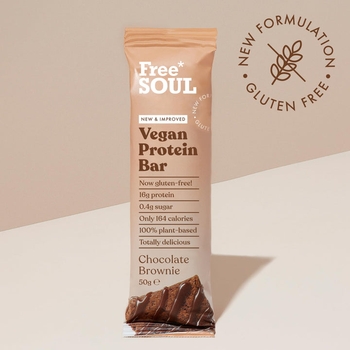 Free Soul Vegan Protein Bars 12 x 50g | Plant-Based Chocolate Protein Snack | High Protein, Low Sugar
