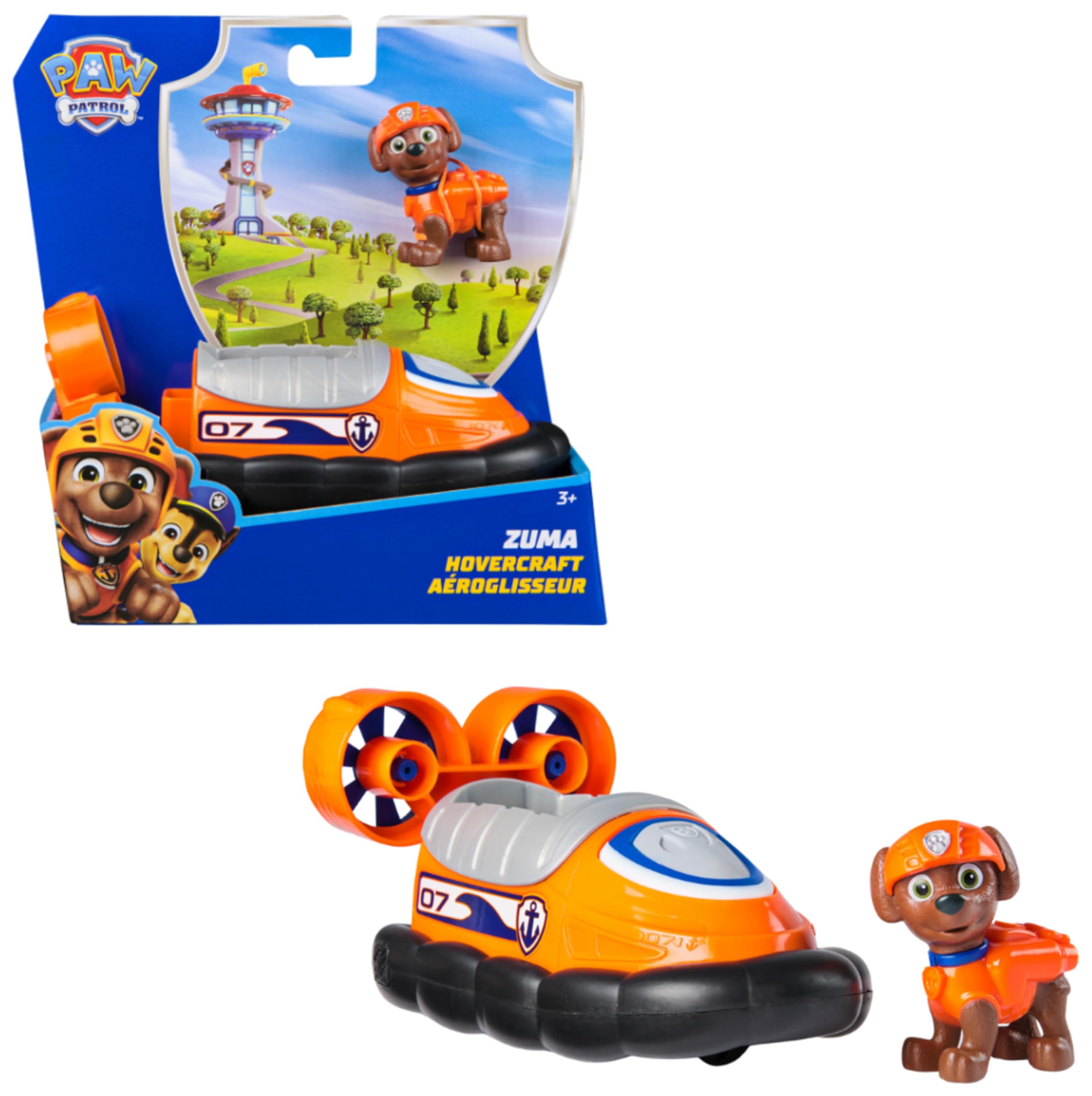 Paw Patrol Zuma's Hovercraft Toy Car & Collectible Figure Playset | Ages 3-9 | Orange Plastic