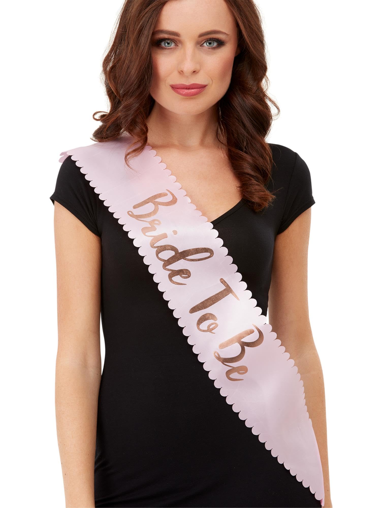 Smiffys Bride to Be Sash Pink & Gold with Scalloped Edge Adult Fancy Dress Accessory