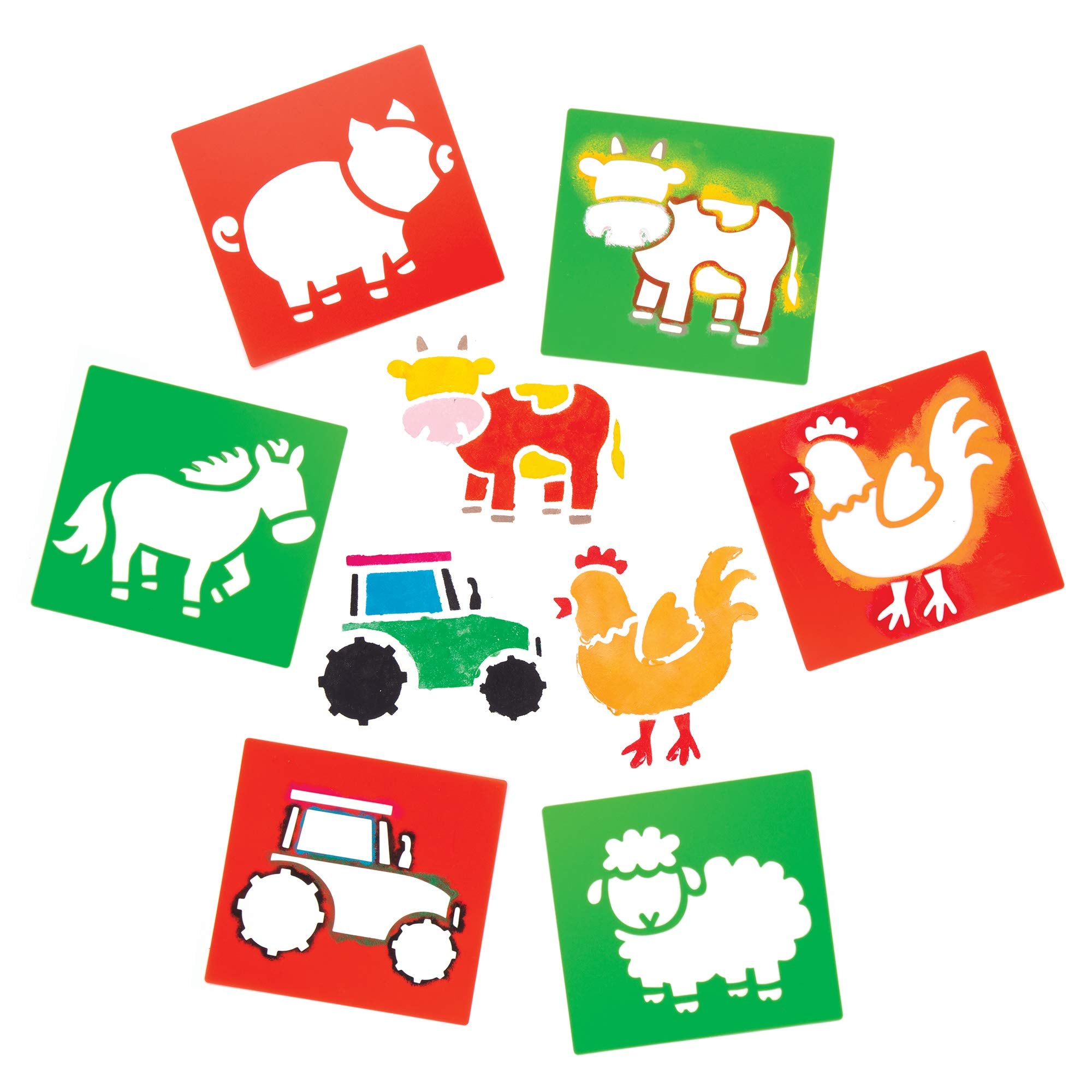 Baker Ross Farm Stencils (Pack of 6) - Washable Art Templates for Kids Crafts | 15 x 14 cm 1