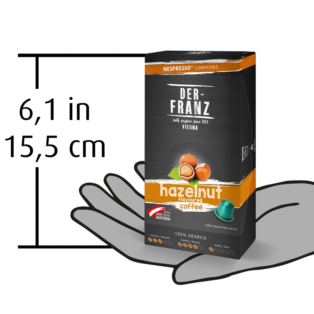 Der-Franz Nespresso Compatible Coffee Capsules - Hazelnut Aroma, 10 Capsules