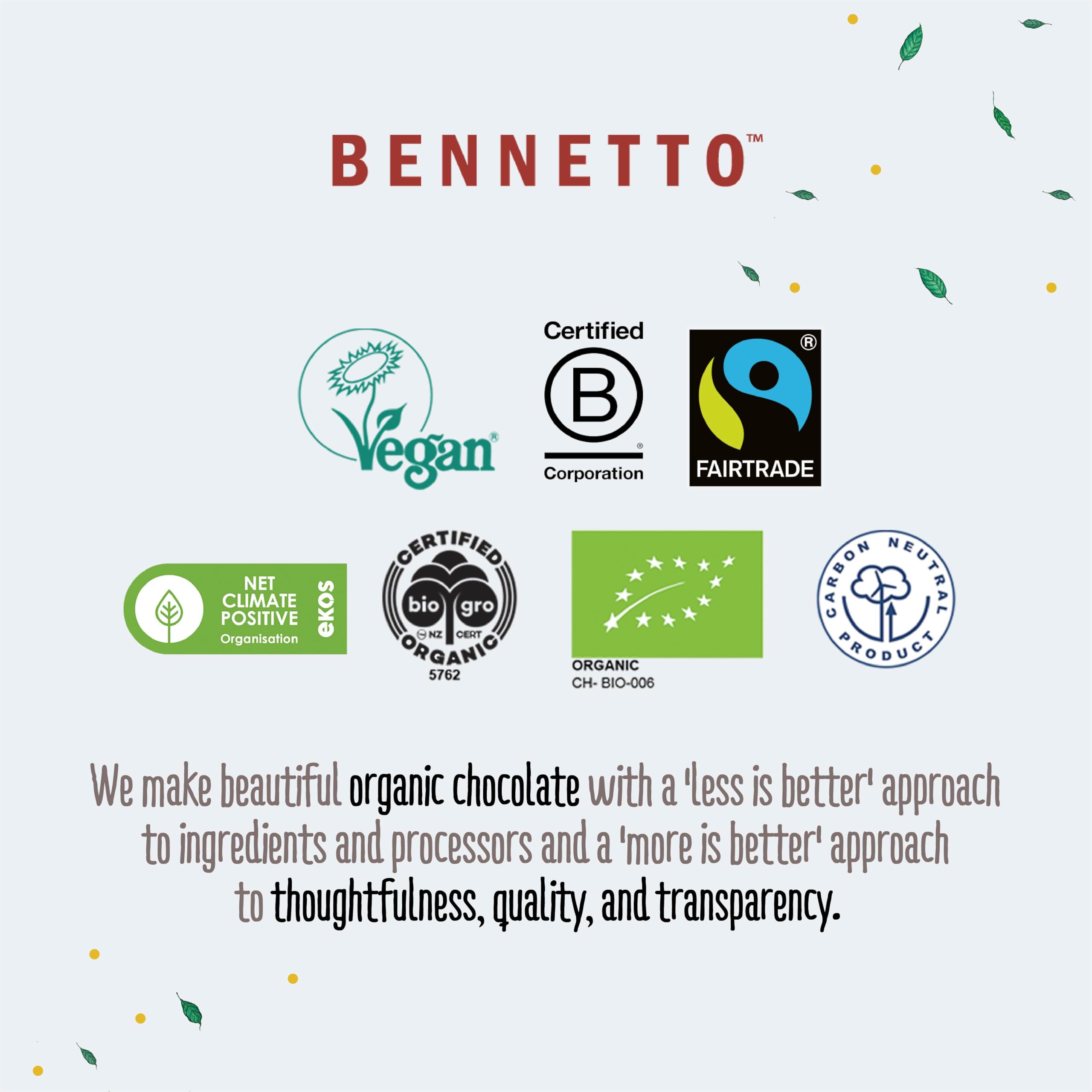 Bennetto 70% Organic Dark Rich Chocolate Bar - Single Origin Ecuador Cocoa, Vegan & Gluten-Free 2