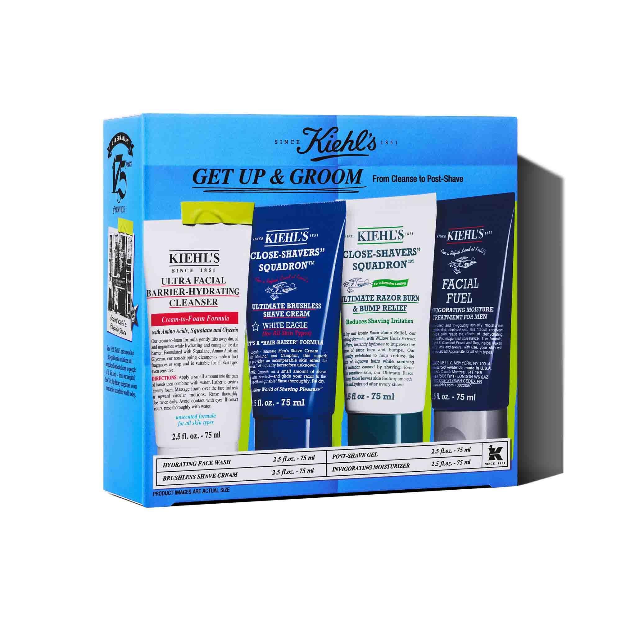 Kiehl's Get Up and Groom Men's Shave Collection Gift Set | 4 Piece Set (75 ml x 4)