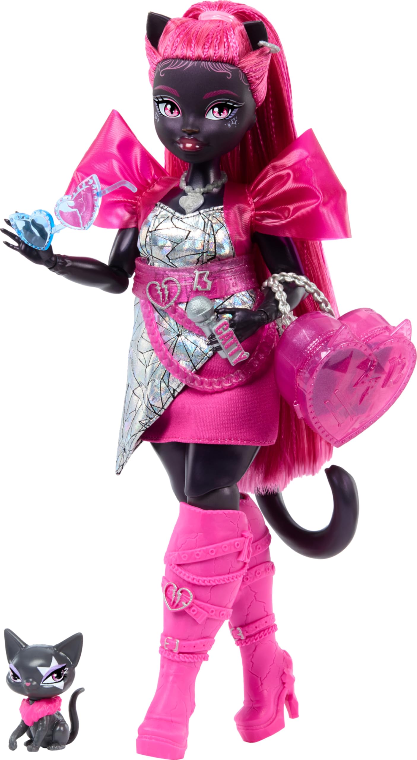 Monster High Catty Noir Doll with Pet Cat Amulette and Accessories HXH76 1