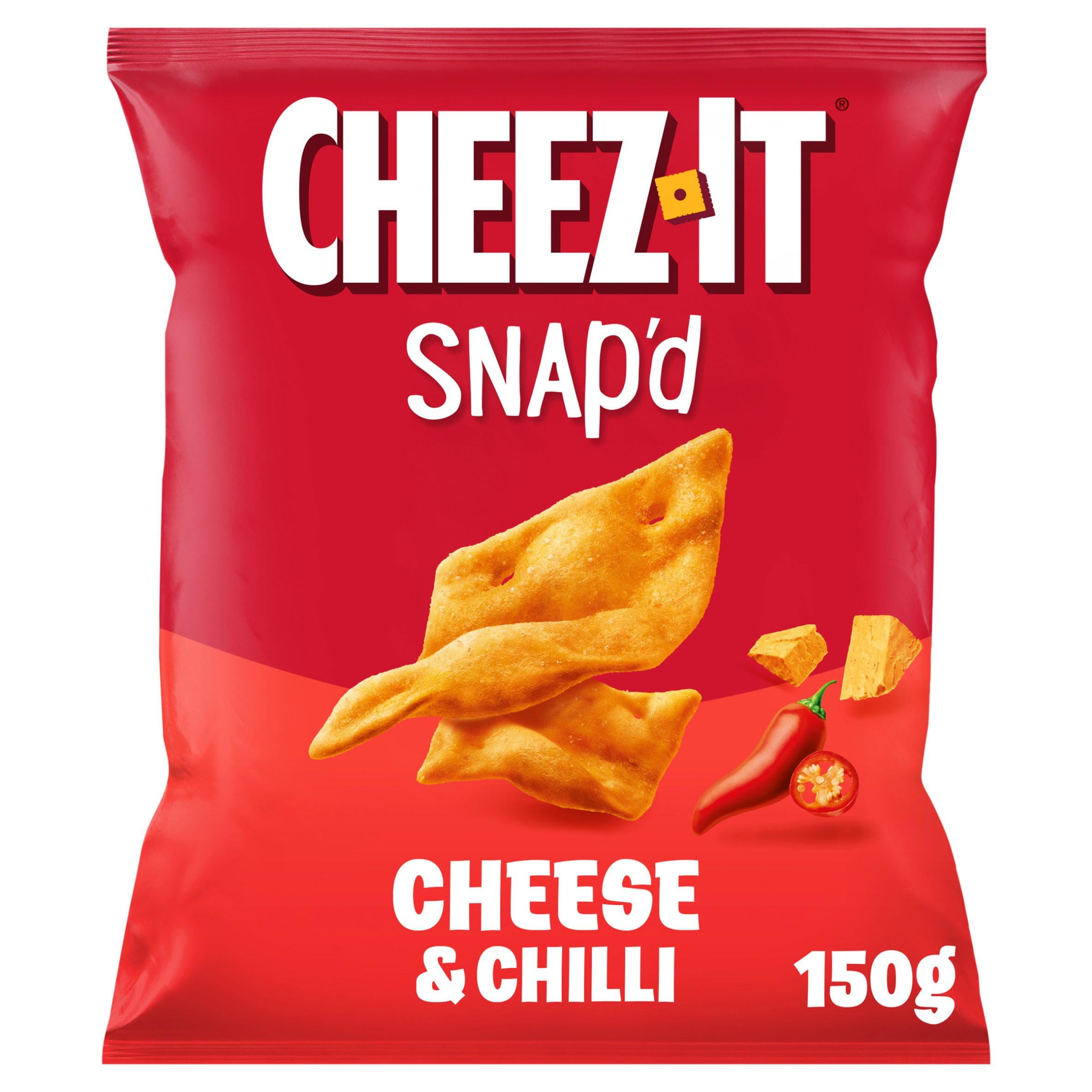 CHEEZ-IT Snap'd Cheese & Chilli Baked Snacks - 100% Real Cheese | Vegetarian & Halal | 150g Multipack 1