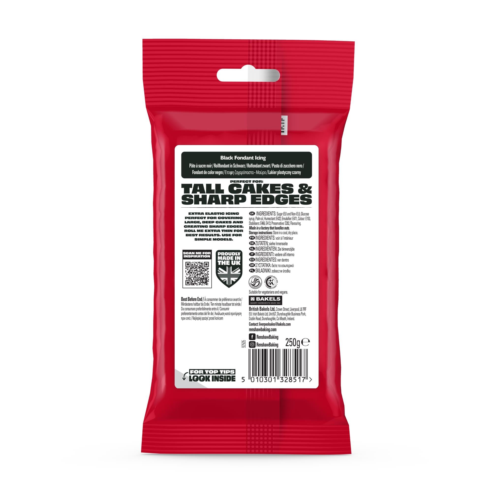Renshaw Black Extra Stretch Fondant Icing - Ready to Roll for Cakes | 250 g 2