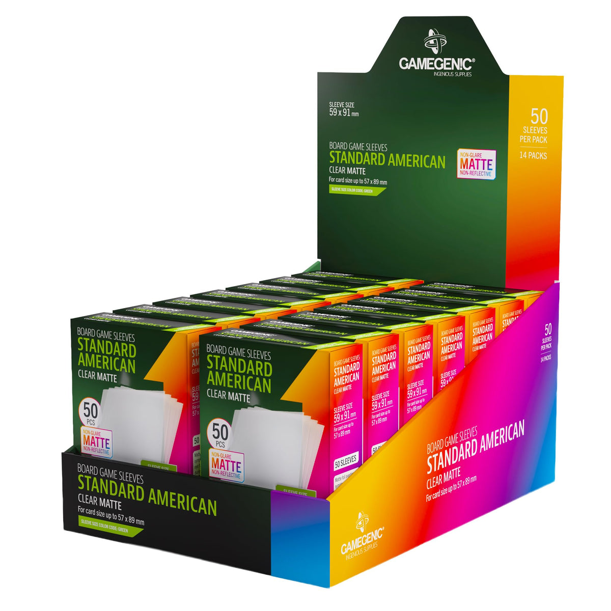 Gamegenic Unit Board Game Sleeves Matte - 50 Pack, Standard American, Clear