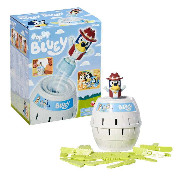 TOMY Pop Up Bluey - Official Bluey Board Game for Kids 4+ - 2 to 4 Player Family Game
