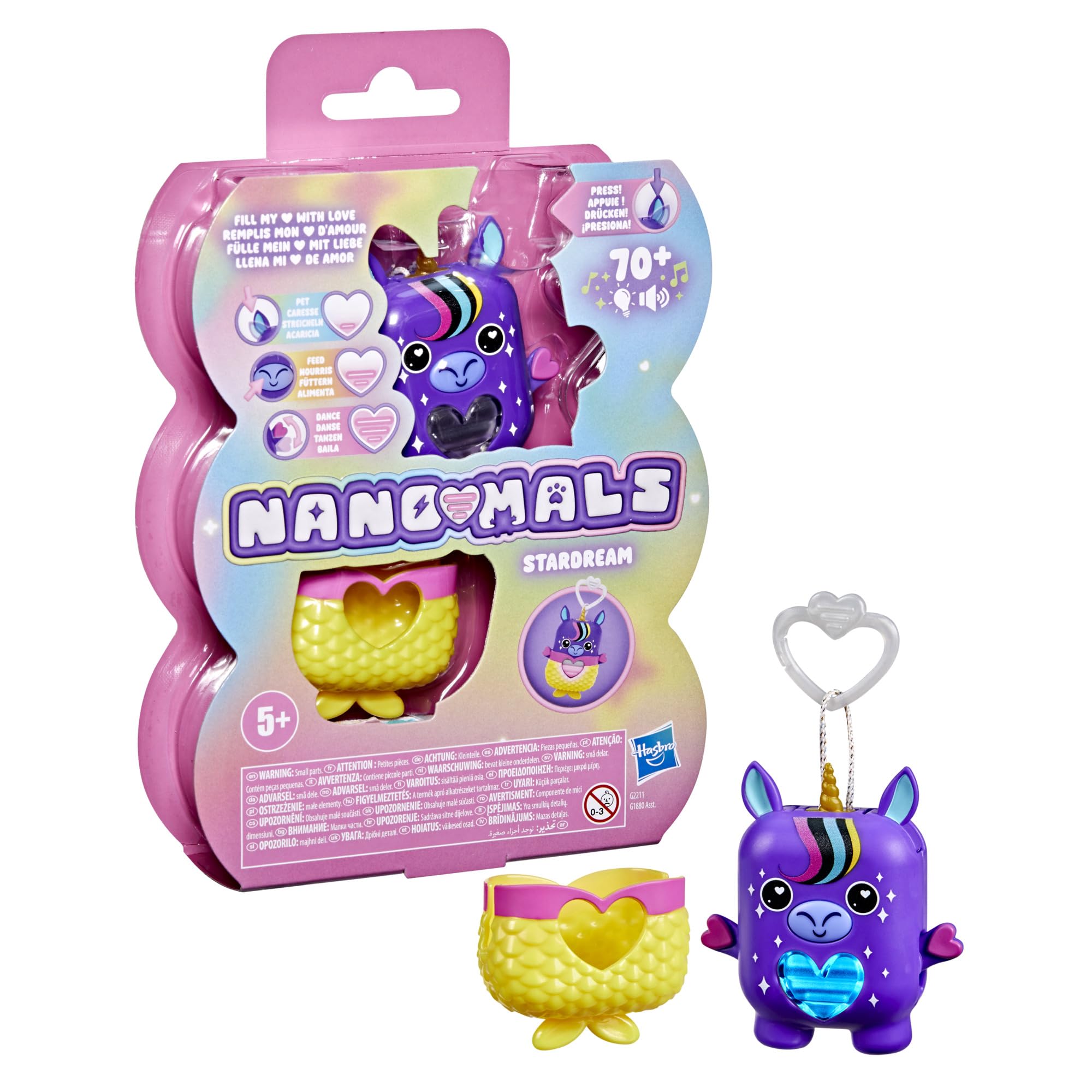 Hasbro Nano-Mals Stardream the Unicorn - Electronic Fidget Pet with Light-Up Heart, 70+ Reactions & Silent Mode 17
