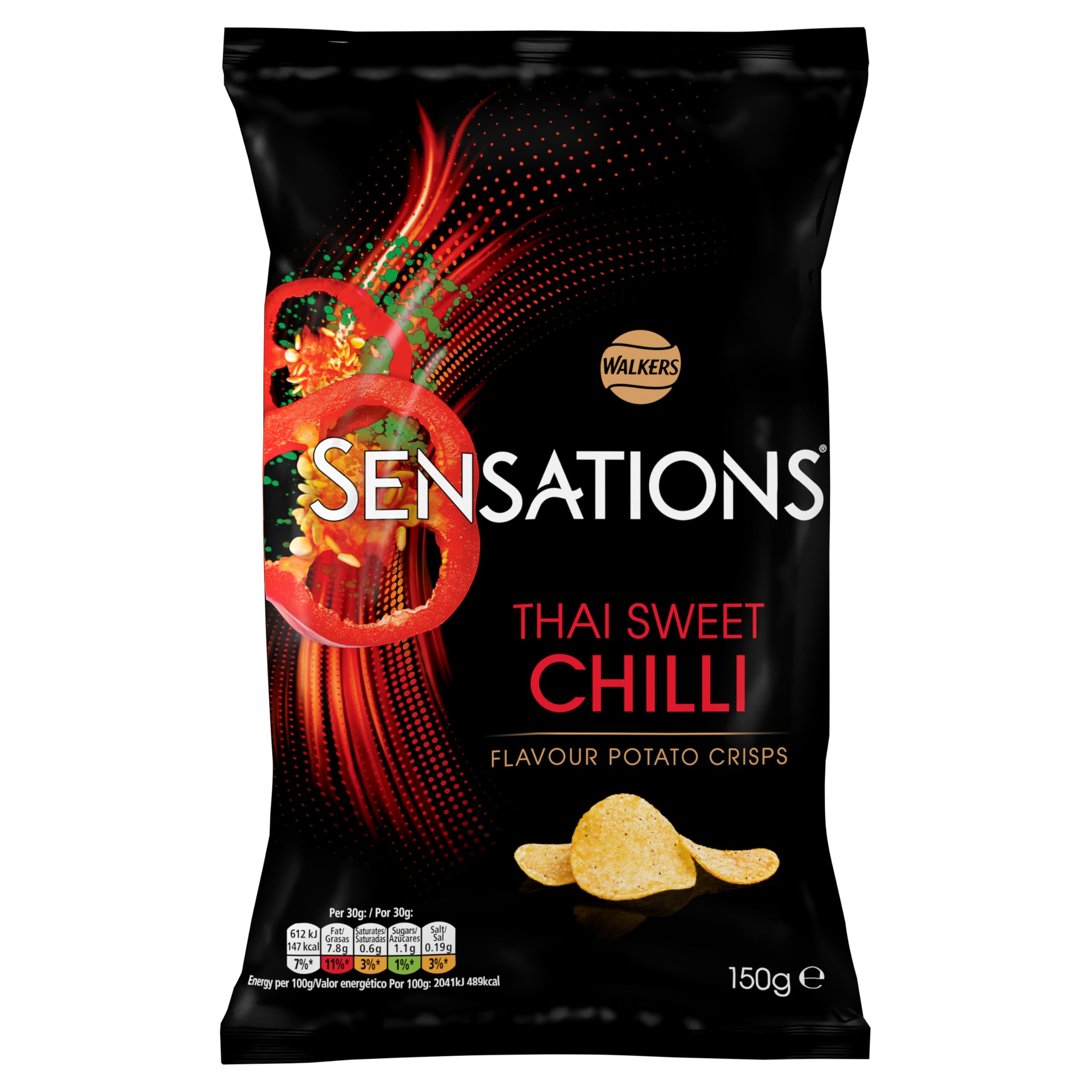 Sensations Thai Sweet Chilli Flavour Crisps Sharing Bag 150g 1