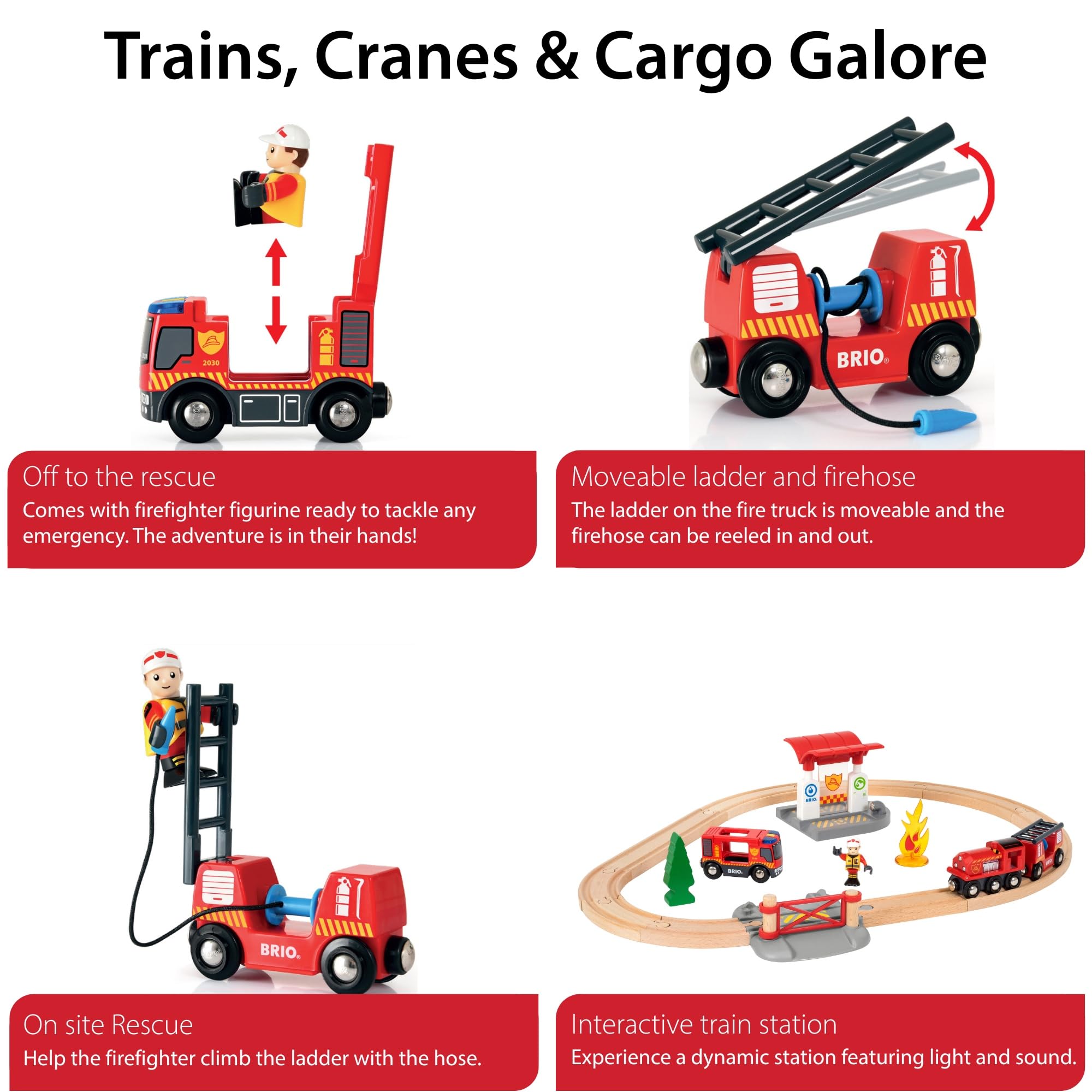 BRIO World Fire and Rescue Firefighter Set with Wooden Railway Train Accessories 5