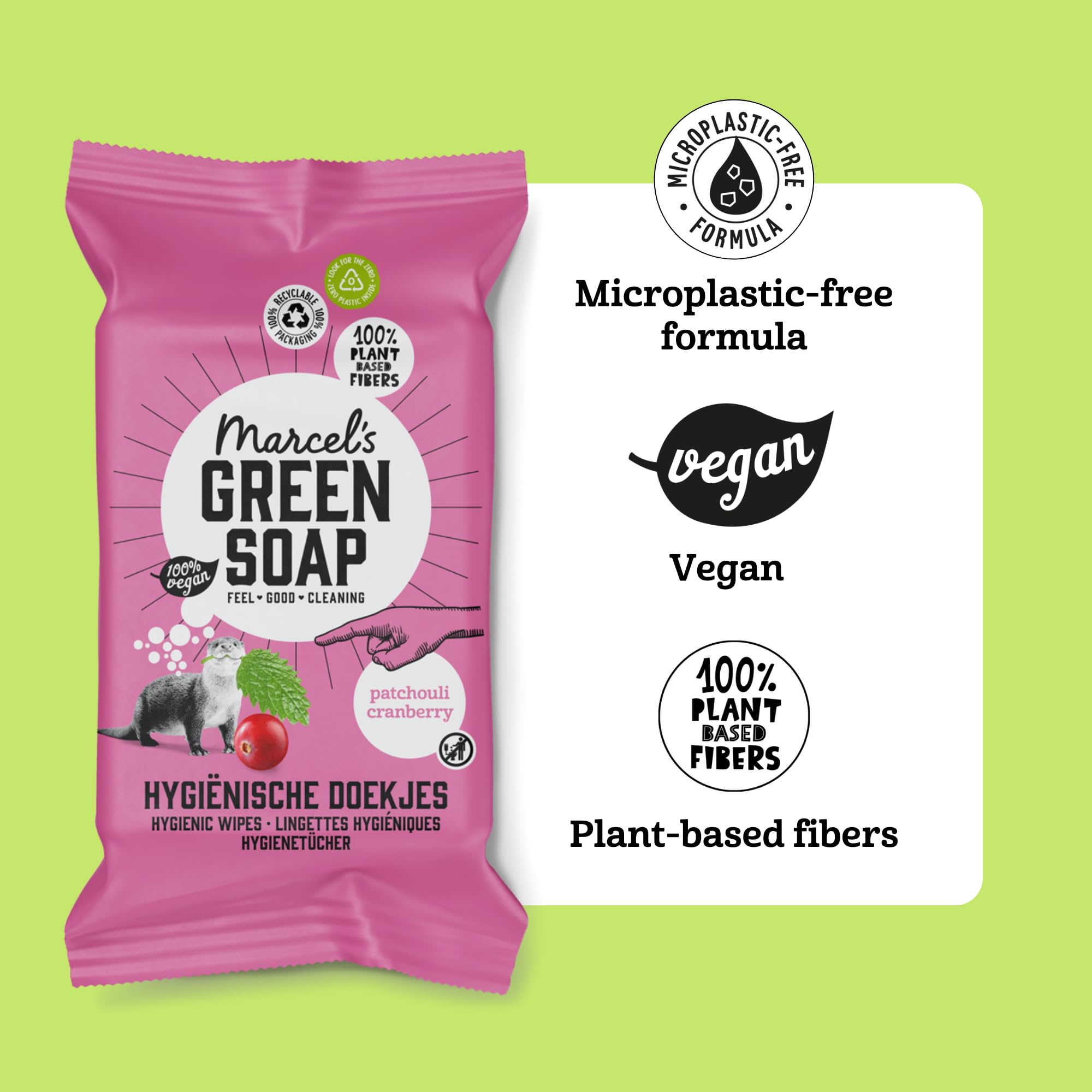 Marcel's Green Soap Hygienic Cleaning Wipes - Patchouli & Cranberry Scent | 60 Count | Alcohol-Based 3