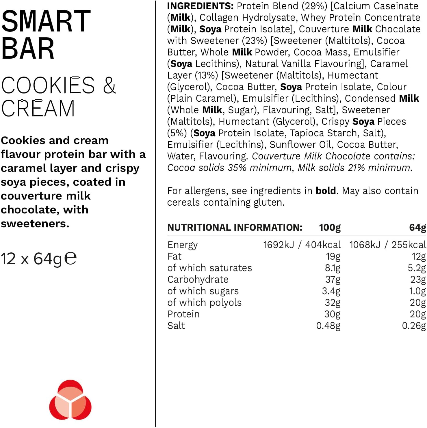 PhD Nutrition Smart Protein Bar Low Calorie, High Protein, Low Sugar, Cookies and Cream, 12 x 64g 5