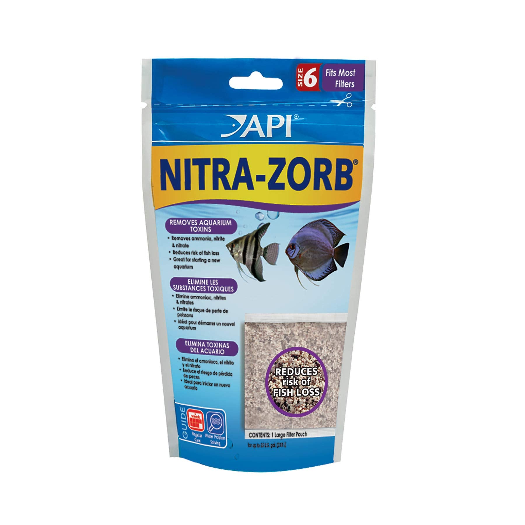 API Nitra-Zorb Filter Media Pouch - Removes Ammonia, Nitrite, Nitrate | Size 6 Canister Filter | 1 Count