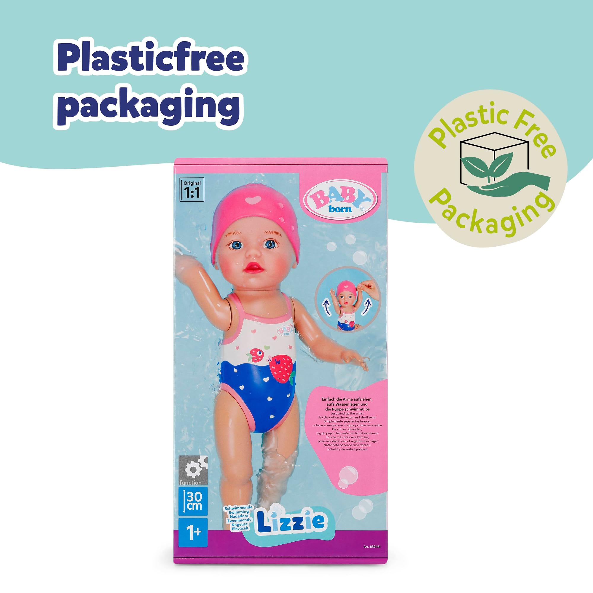 BABY born Swimming Lizzie Doll - 30cm Bath Doll with Wind-up Movement | Ages 1+ 7
