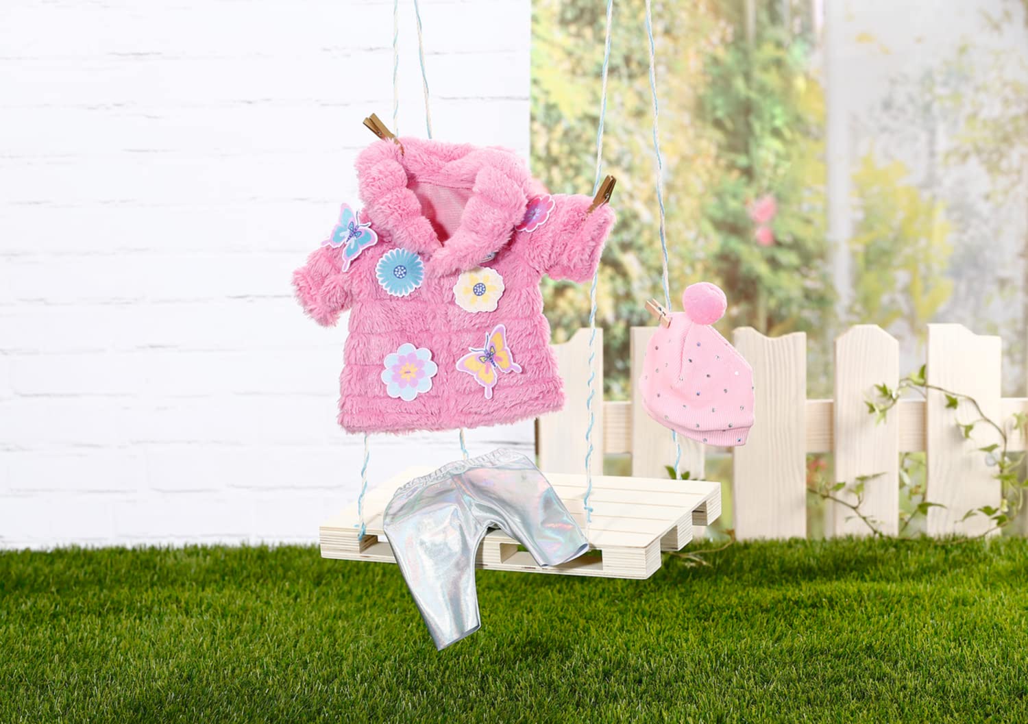 BABY born Pink Coat Set 833834 - Fluffy Coat, Leggings & Hat for 17" Dolls 5
