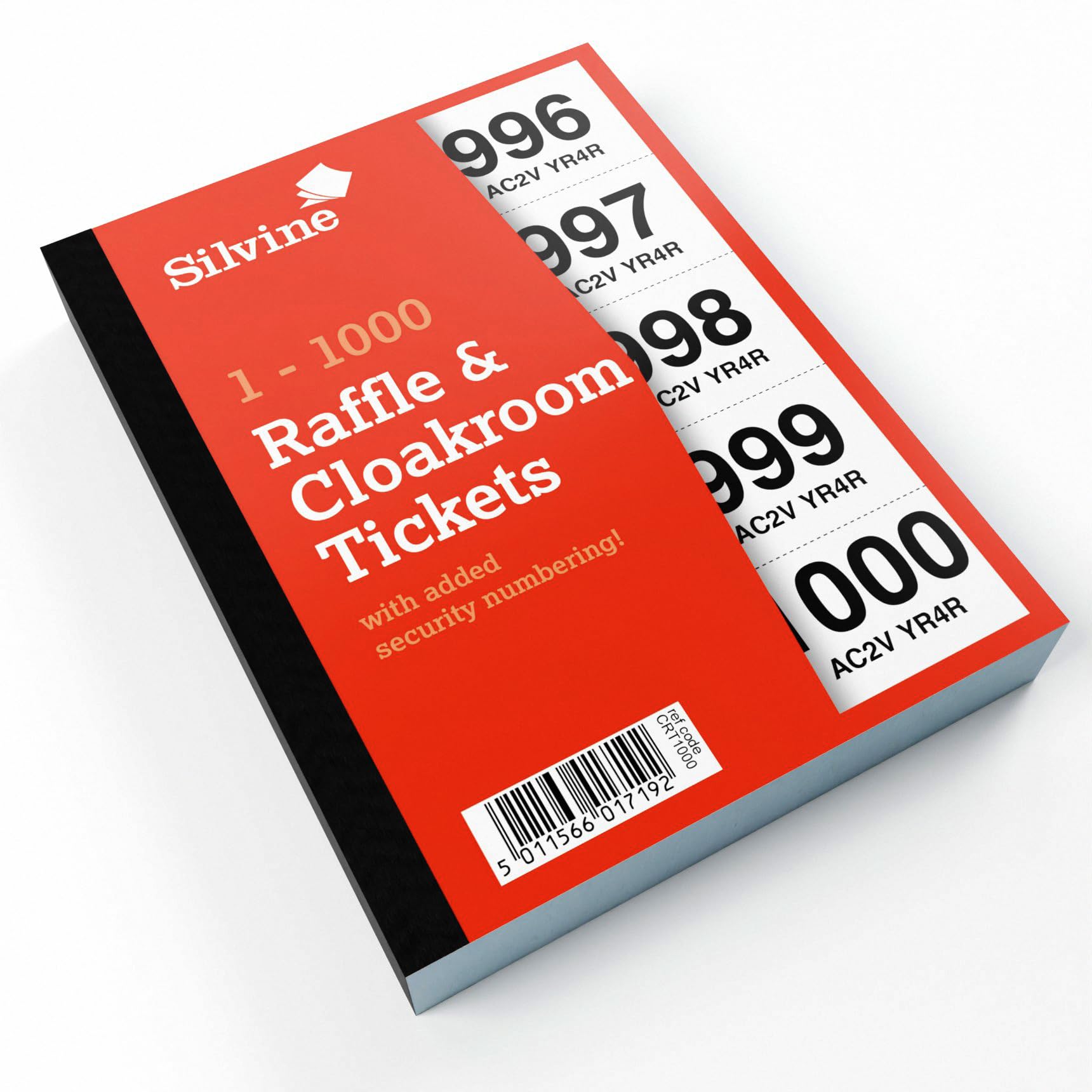 Silvine Cloakroom/Raffle Tickets - 1000 Tickets Numbered 1-1000 with Security Numbering | Model CRT1000