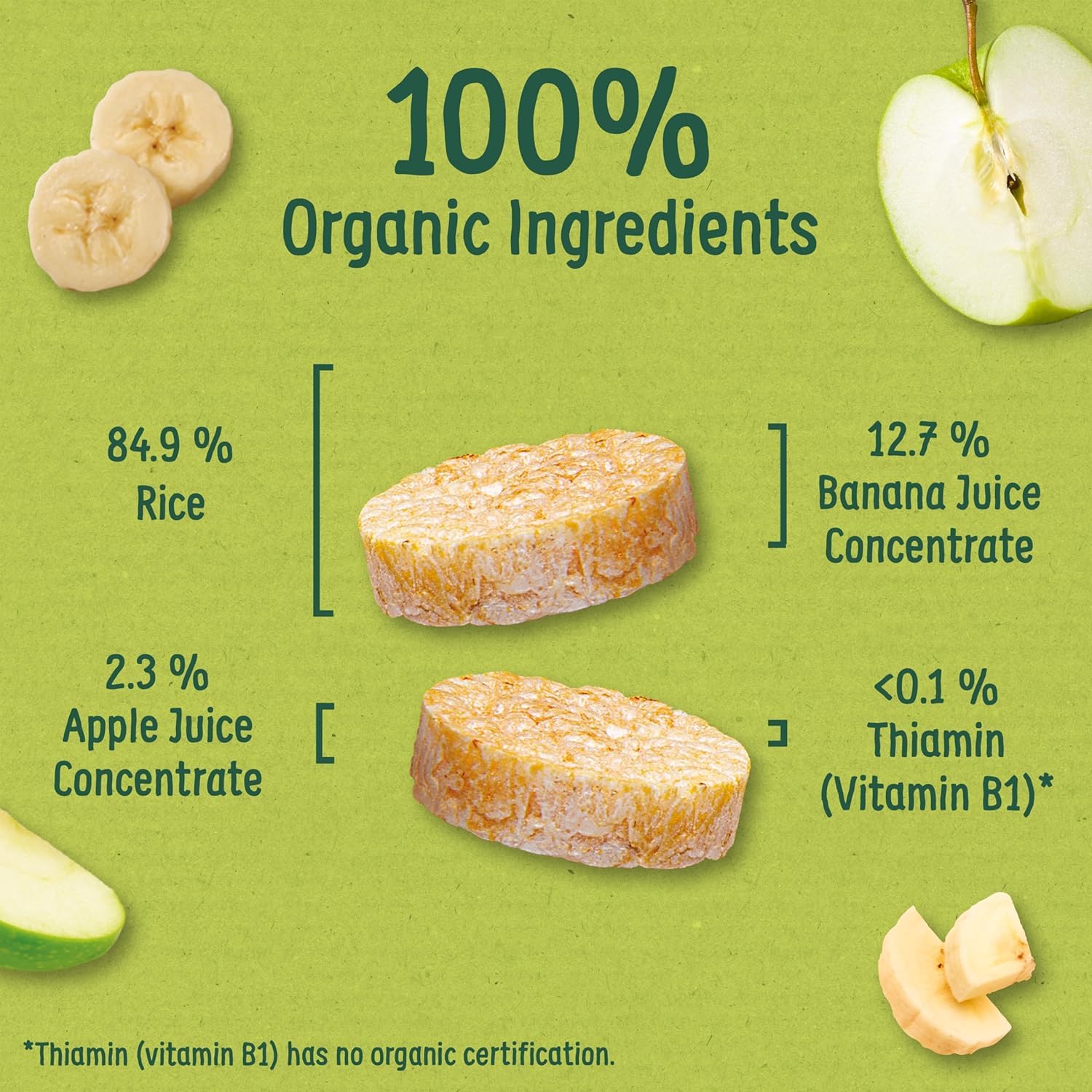 Organix Banana Rice Cake Clouds - Organic Baby Snack | 7+ Months | 40g Pack of 6