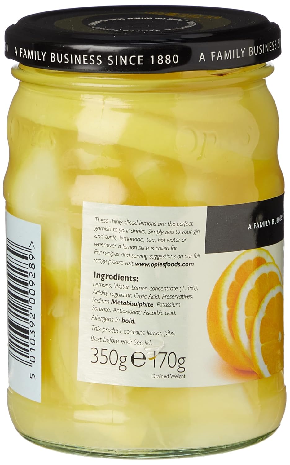 Opies Sliced Lemons - Preserved Lemon Slices in Juice, 350g Jar 2