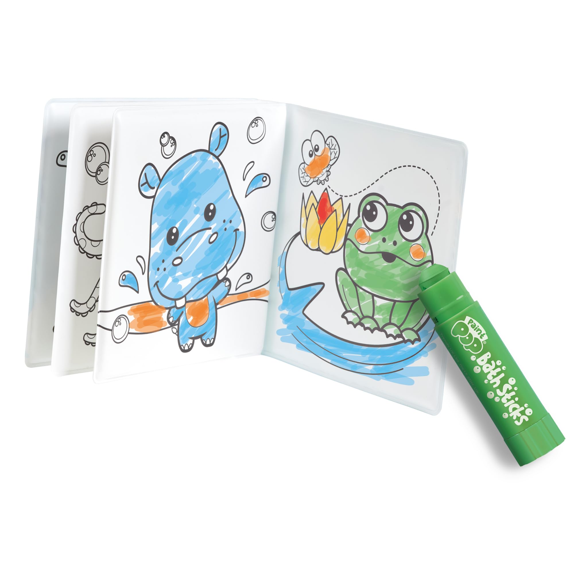 Bath Pop Colouring Book and 5 Bath Sticks - Washable Paint Set | Toddler Bath Toy | Ages 3+