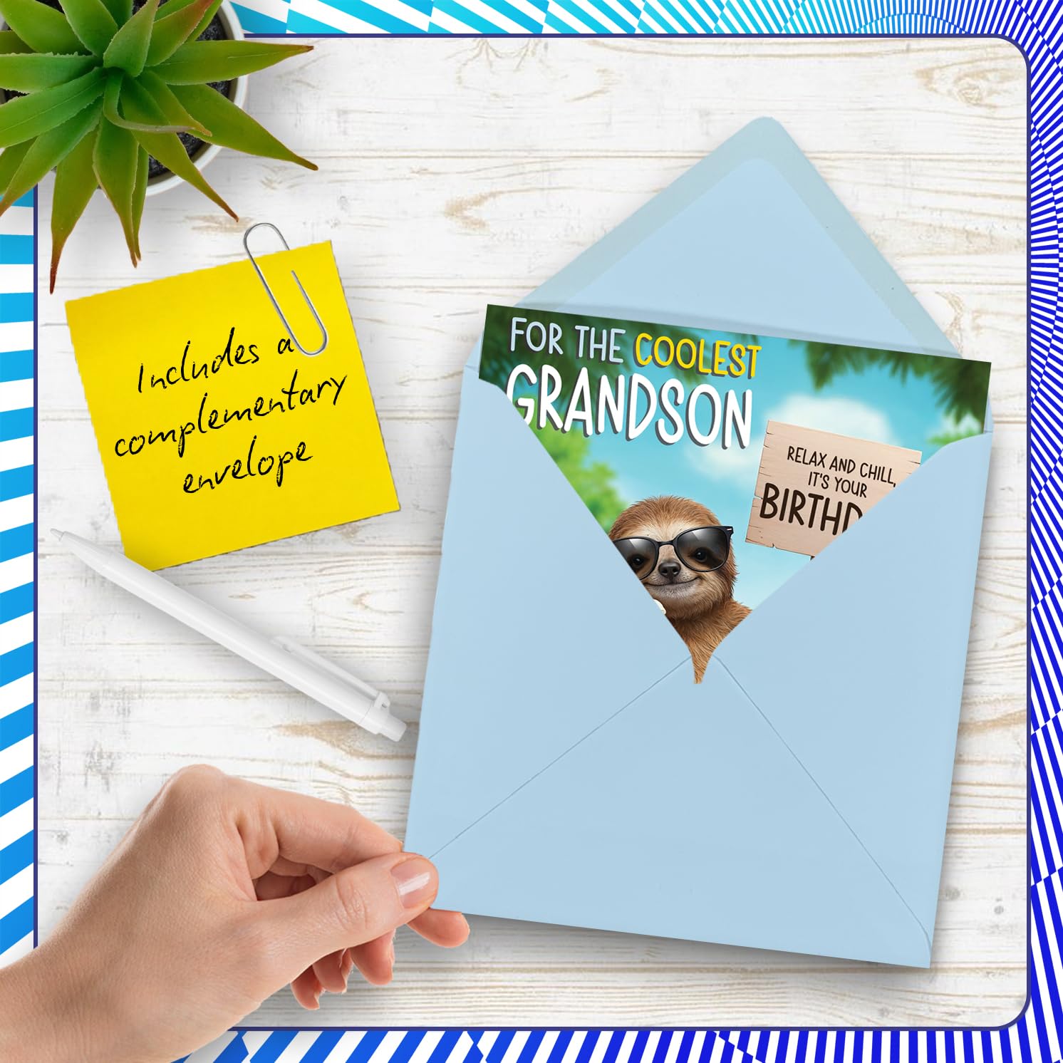 Stuff4 Grandson Birthday Card - Chilled Out Sloth Design | 145mm x 145mm 5