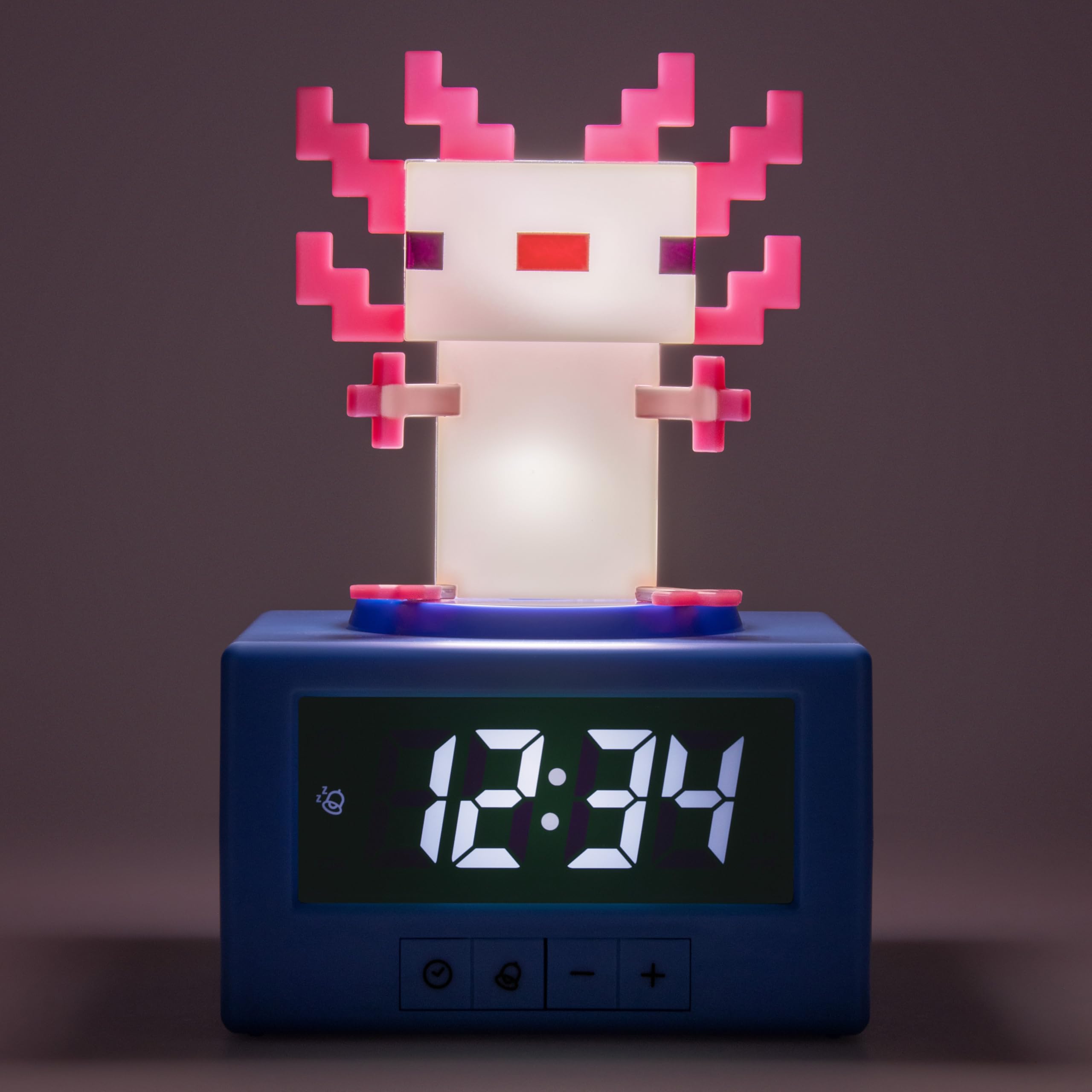 Paladone Minecraft Axolotl Icon Digital Alarm Clock with Night Light | Battery Powered | Multicolor 2