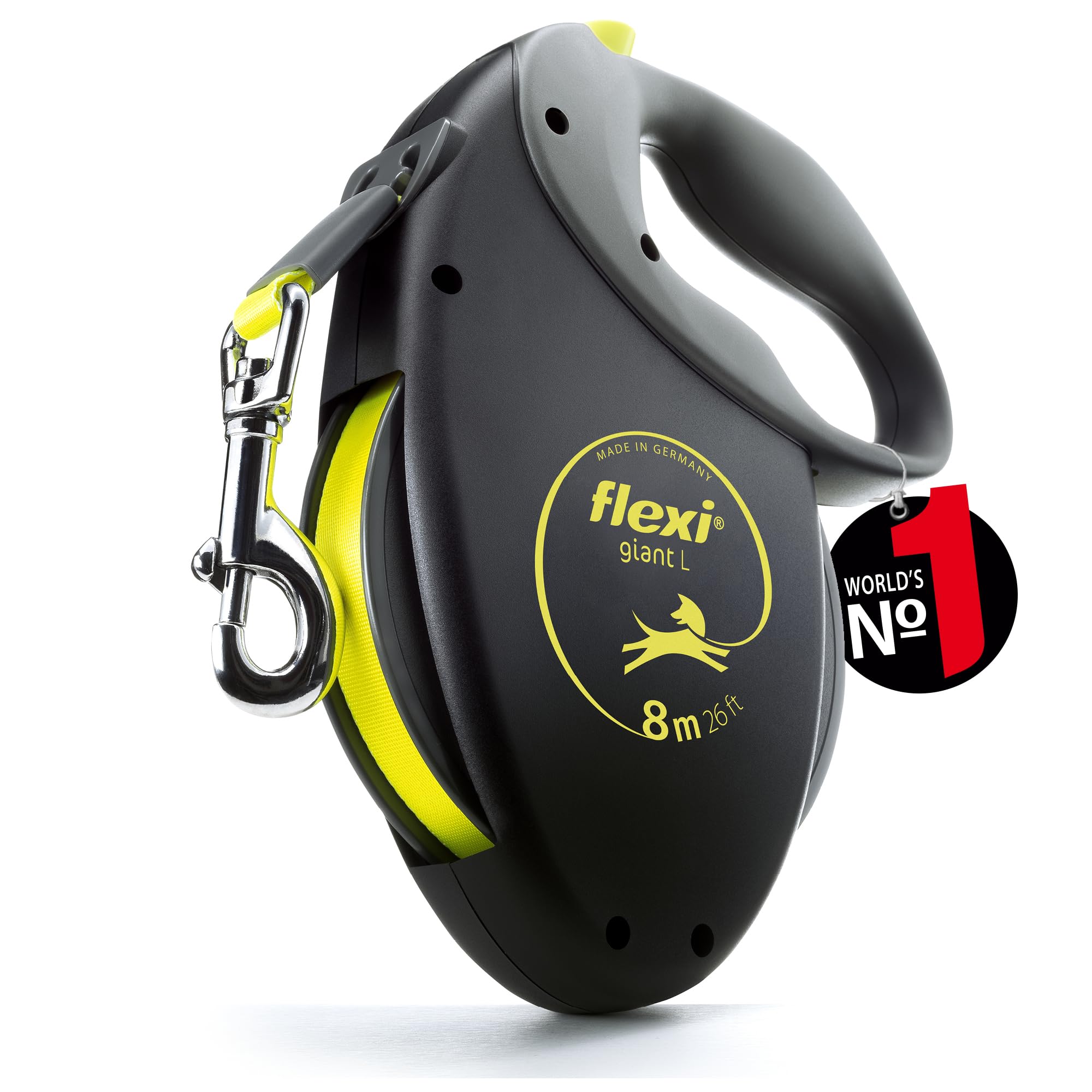 flexi Giant Retractable Lead - 8m Tape for Large Dogs up to 50kg | Yellow | German Quality 1