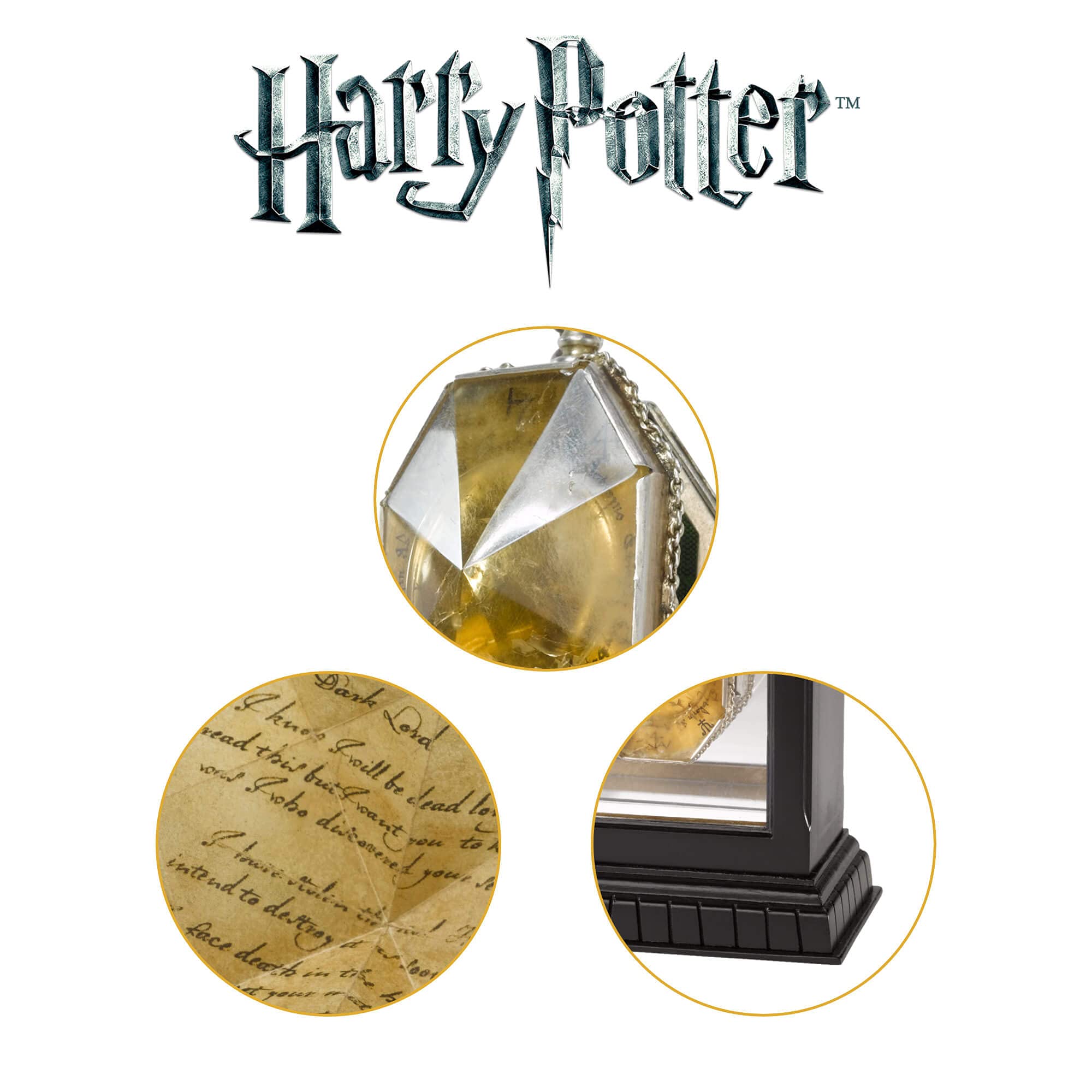 The Noble Collection Harry Potter The Locket from the Cave - Die-Cast Metal Locket with Chain & Wooden Display Case 4