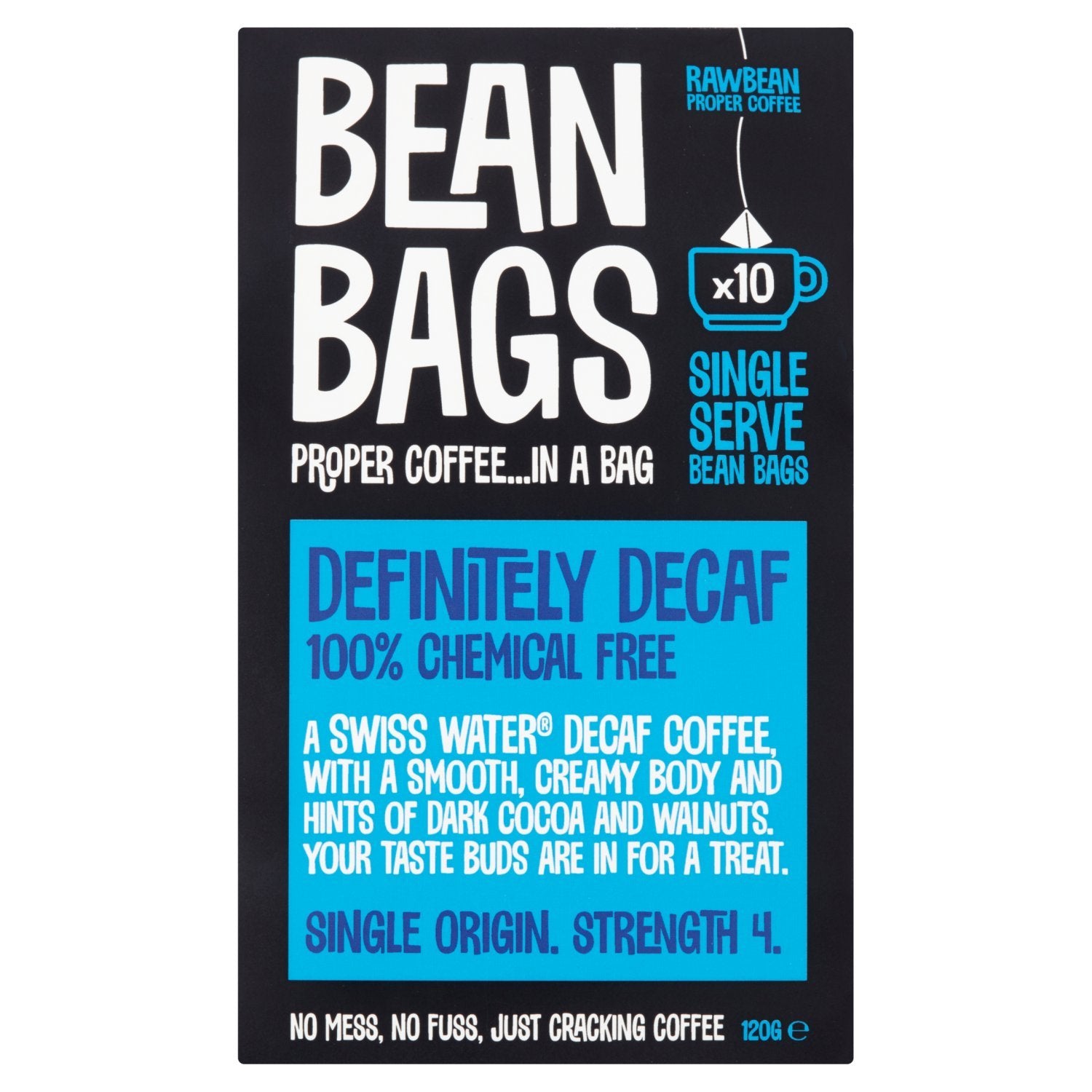 Raw Bean roasted to order Definitely Decaf Coffee Bean Bags - Single Origin Colombian | 10 Count Pack