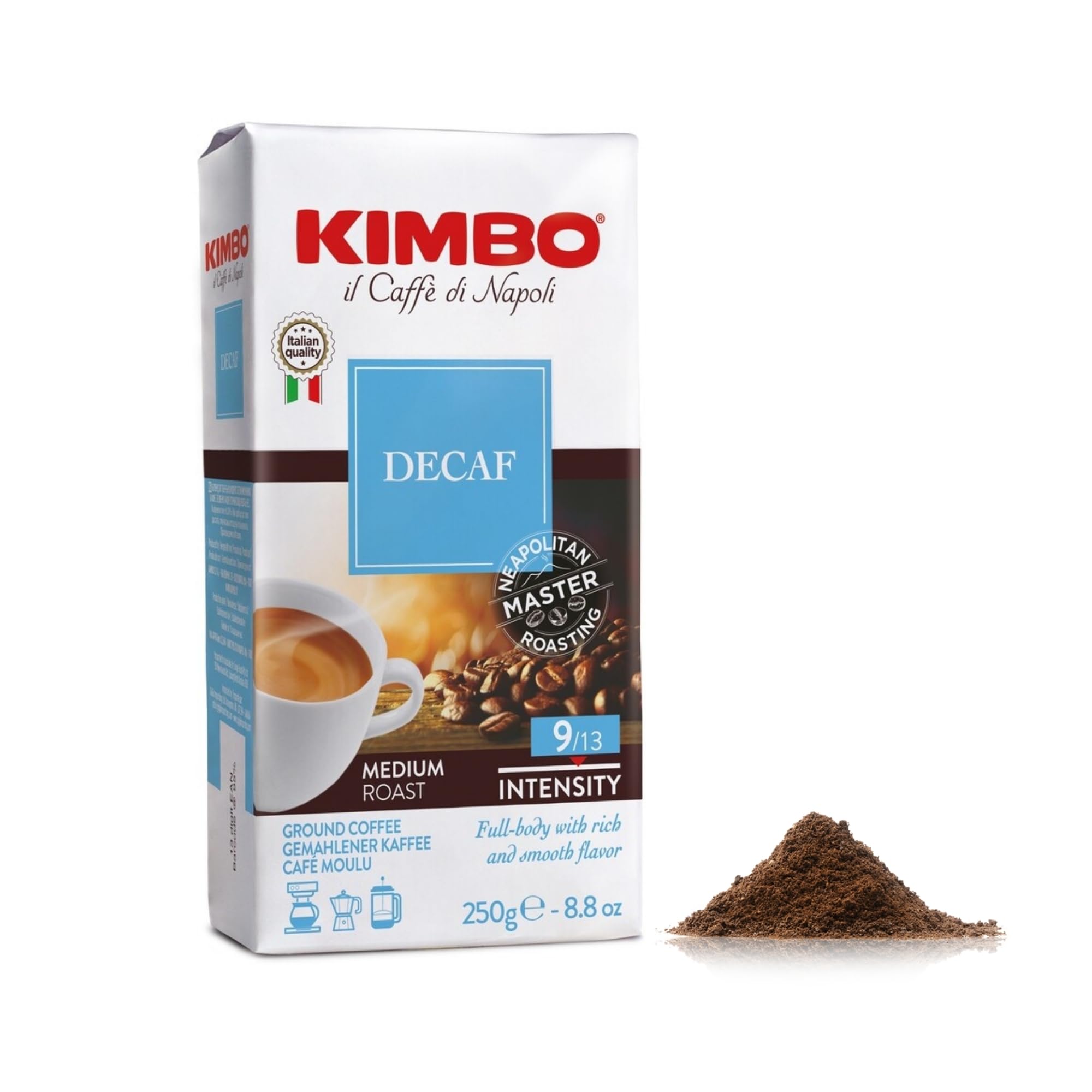Kimbo Decaf Ground Coffee - Medium Roast Italian Espresso | 250g Bag