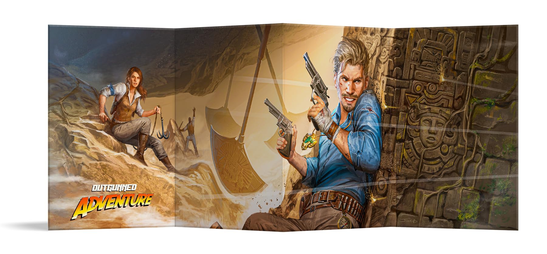Free League Outgunned Adventure Director Screen - Tabletop RPG Accessory | Red and Black