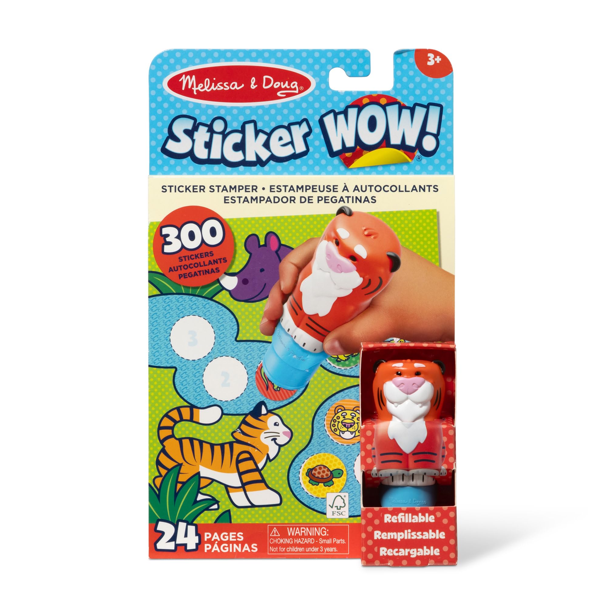 Melissa & Doug Sticker WOW! Pumpkin the Tiger Stamper Activity Set with 300 Safari Stickers 1