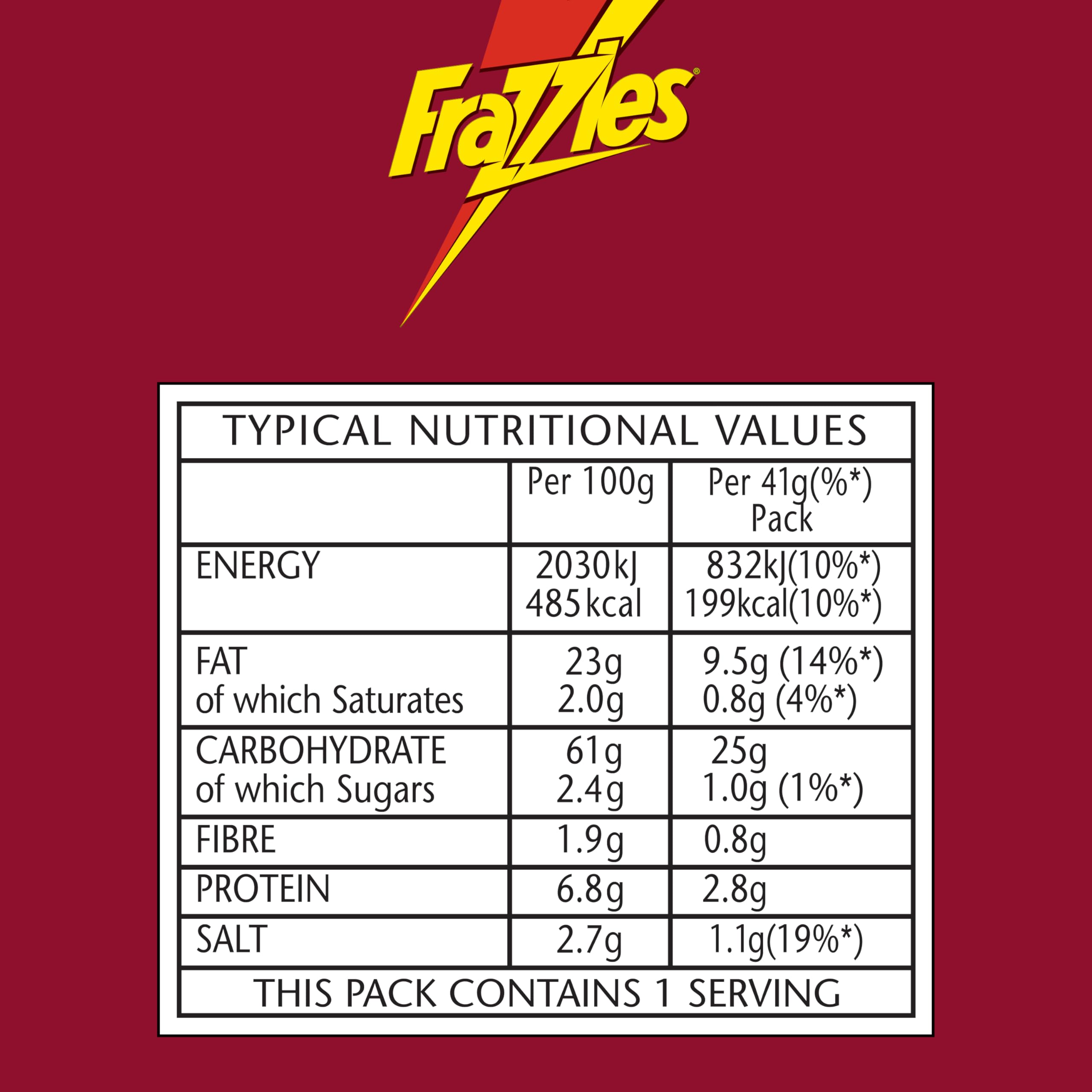 Smiths Frazzles Bacon Flavour Crisps 41g (Case of 30)