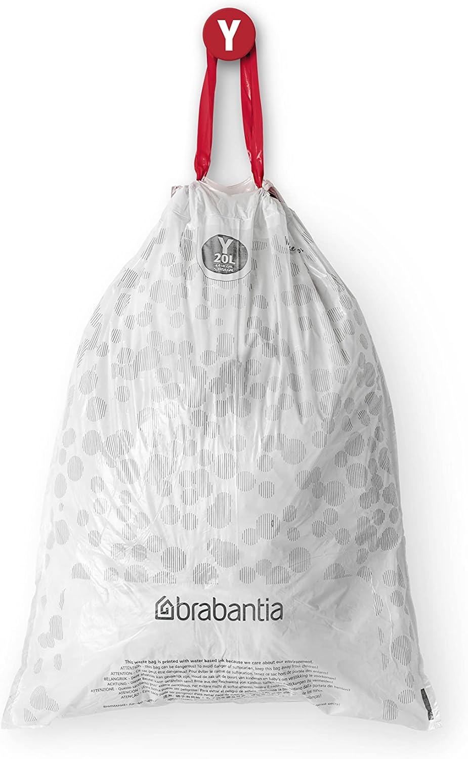 Brabantia PerfectFit Bin Liners Size Y/20 Litre - Thick Tear-Resistant Trash Bags with Tie-Tape