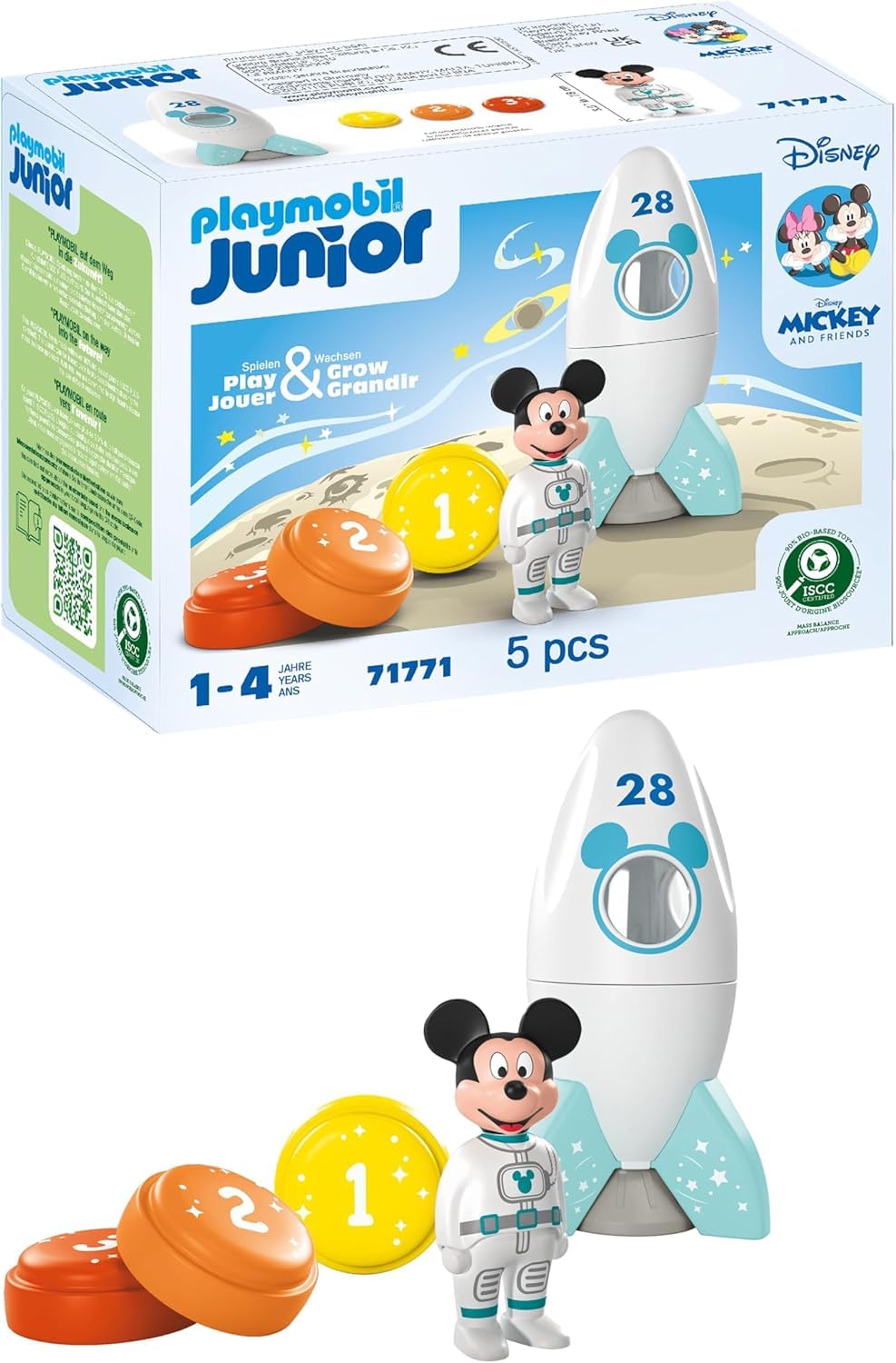 Playmobil Disney Mickey Mouse Rocket & Space Adventure Playset | Ages 1-4 | Bio-Based Plastic
