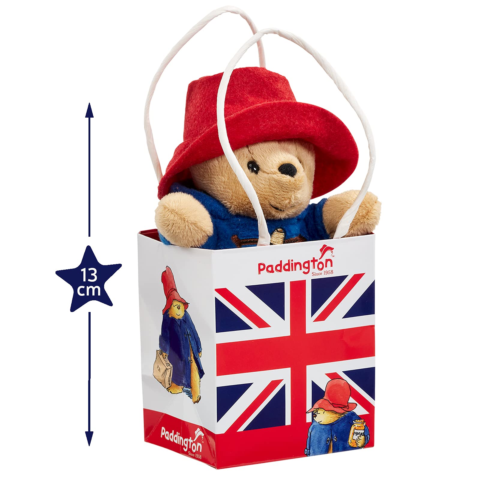 Paddington Bear Plush Toy - 19cm Soft Teddy with Union Jack Gift Bag 10