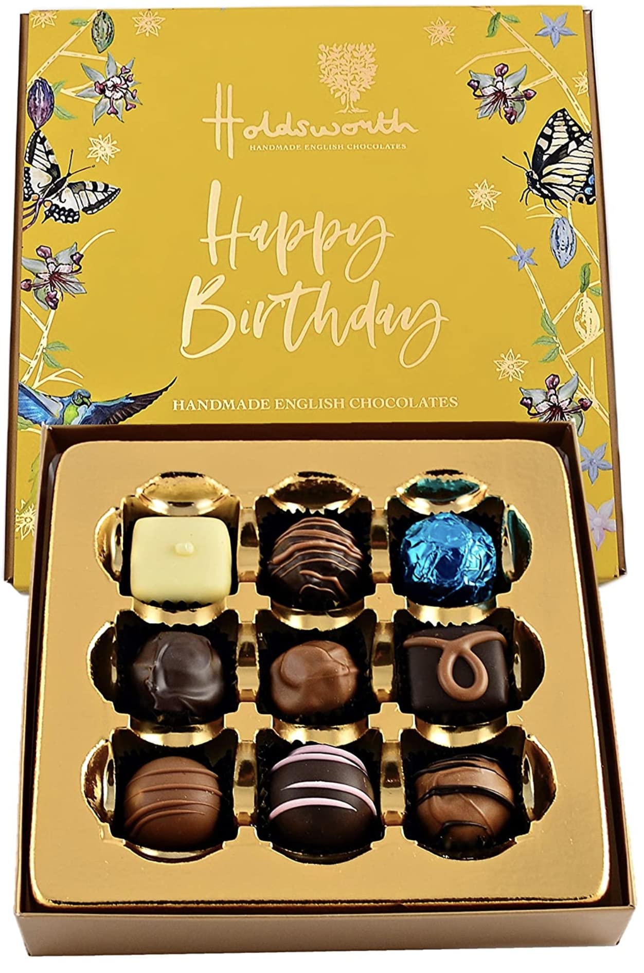 Holdsworth Handmade English Chocolates Happy Birthday Gift Box - 9 Truffles, 110g