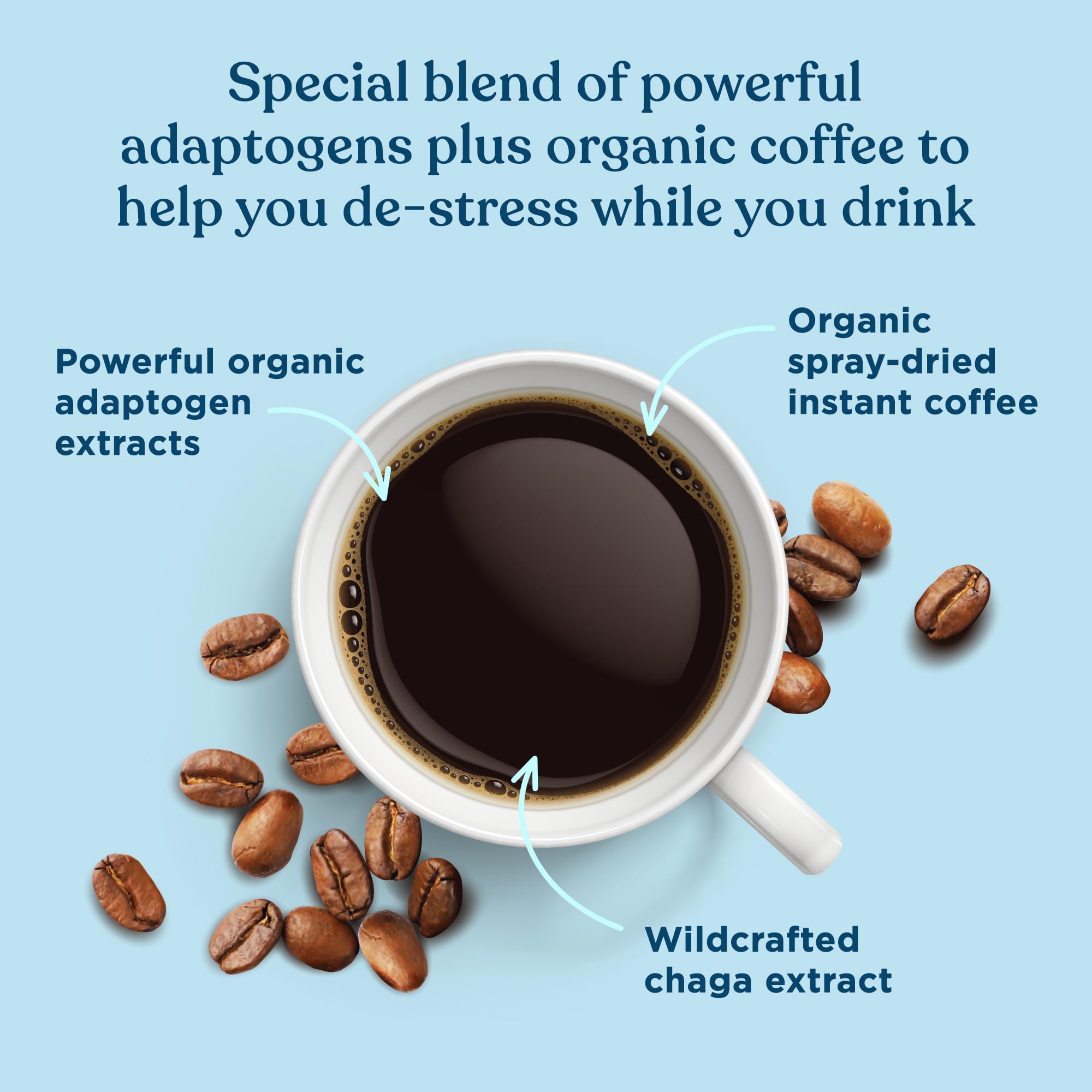 Four Sigmatic Organic Instant Adaptogen Coffee Medium Roast - 10 Servings, 50mg Caffeine 5