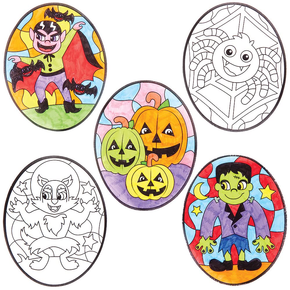 Baker Ross FX285 Halloween Colour in Window Decorations - Pack of 18 Multicolor Vellum Stickers 1