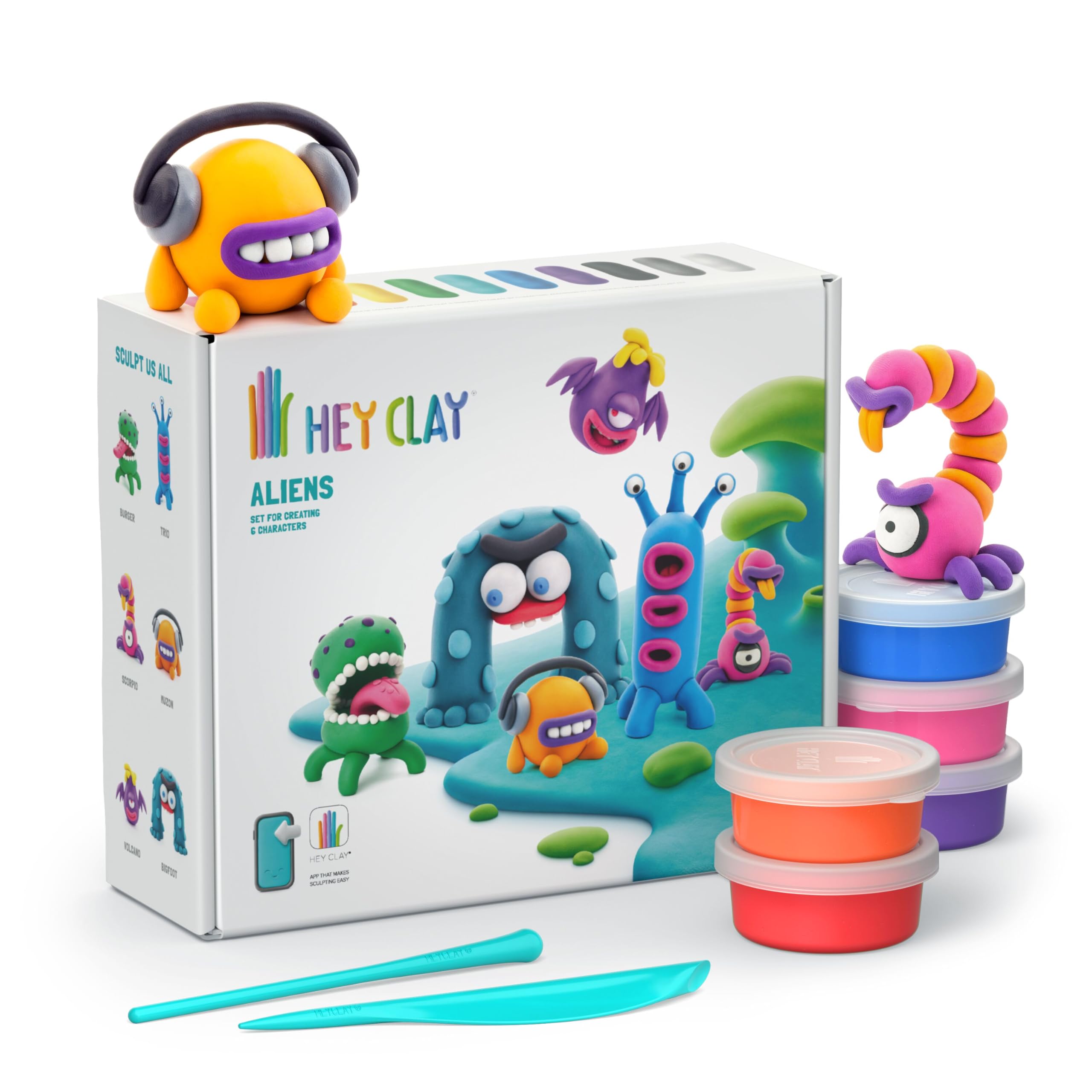 Hey Clay Aliens Set - Air Dry Clay Kit for Kids with 15 Vibrant Colors