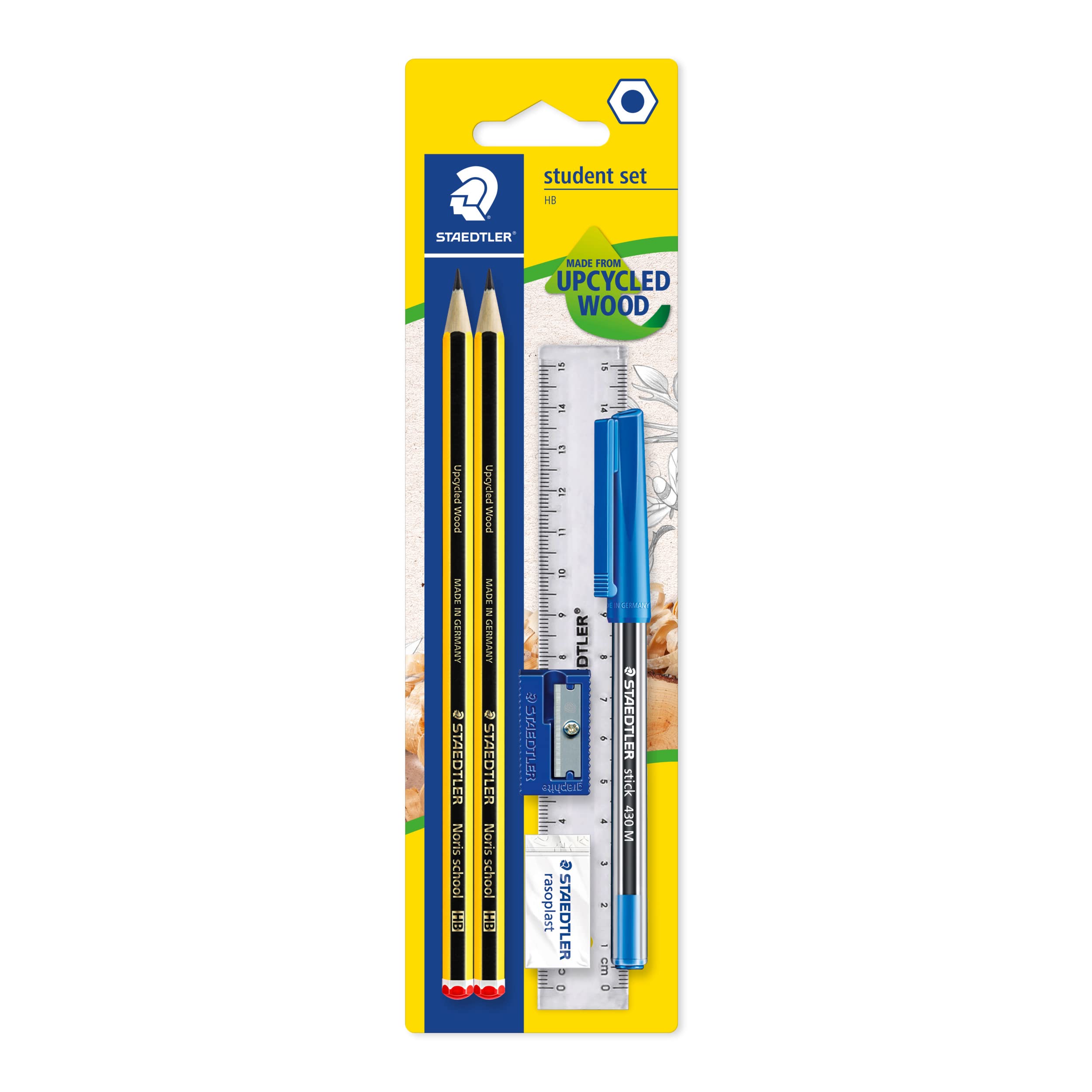 STAEDTLER Noris School Graphite HB Pencil Set (2 Pencils, Pen, Ruler, Sharpener, Eraser) 1
