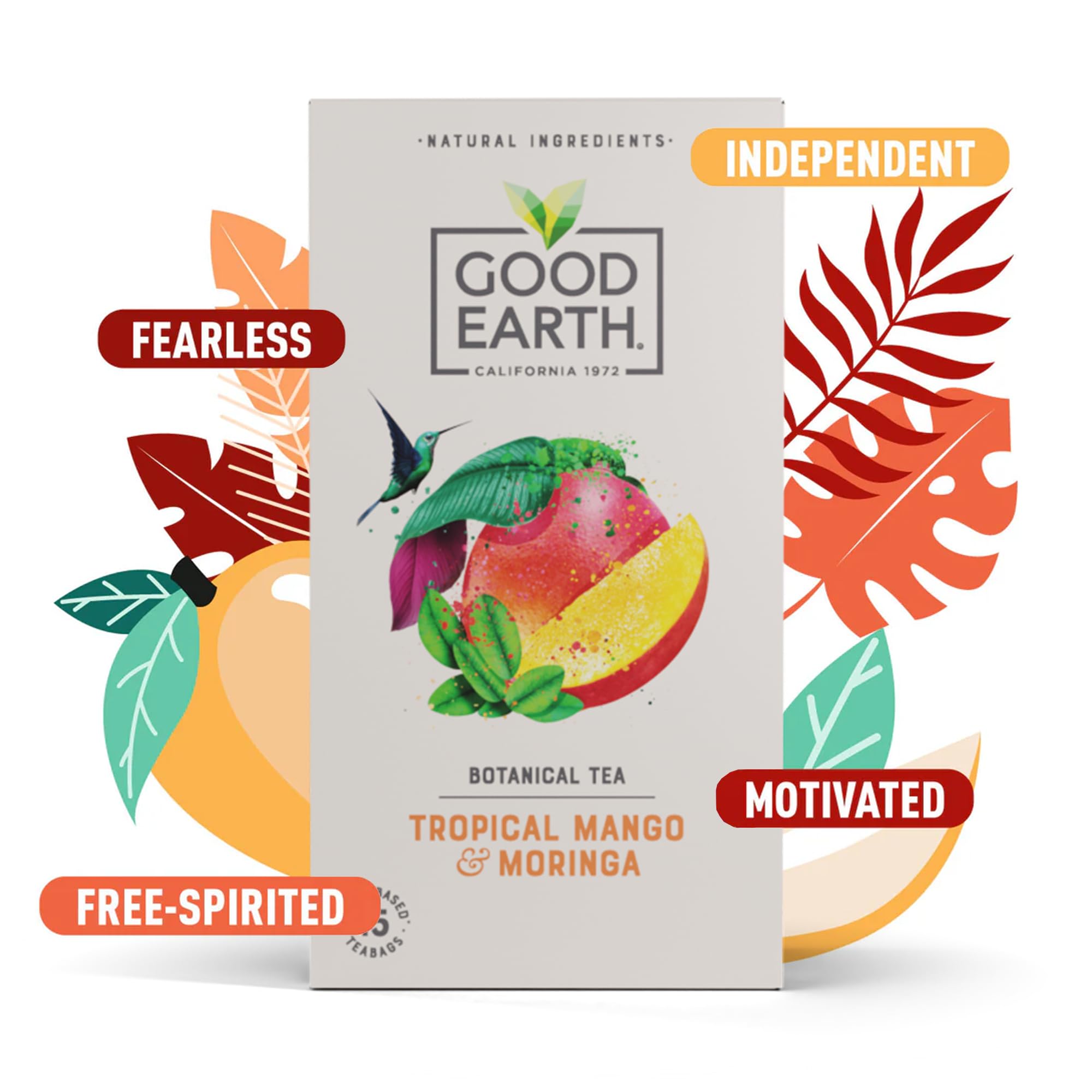 Good Earth Tea Co. Tropical Mango & Moringa Herbal Tea Bags - 15 Count, 42g
