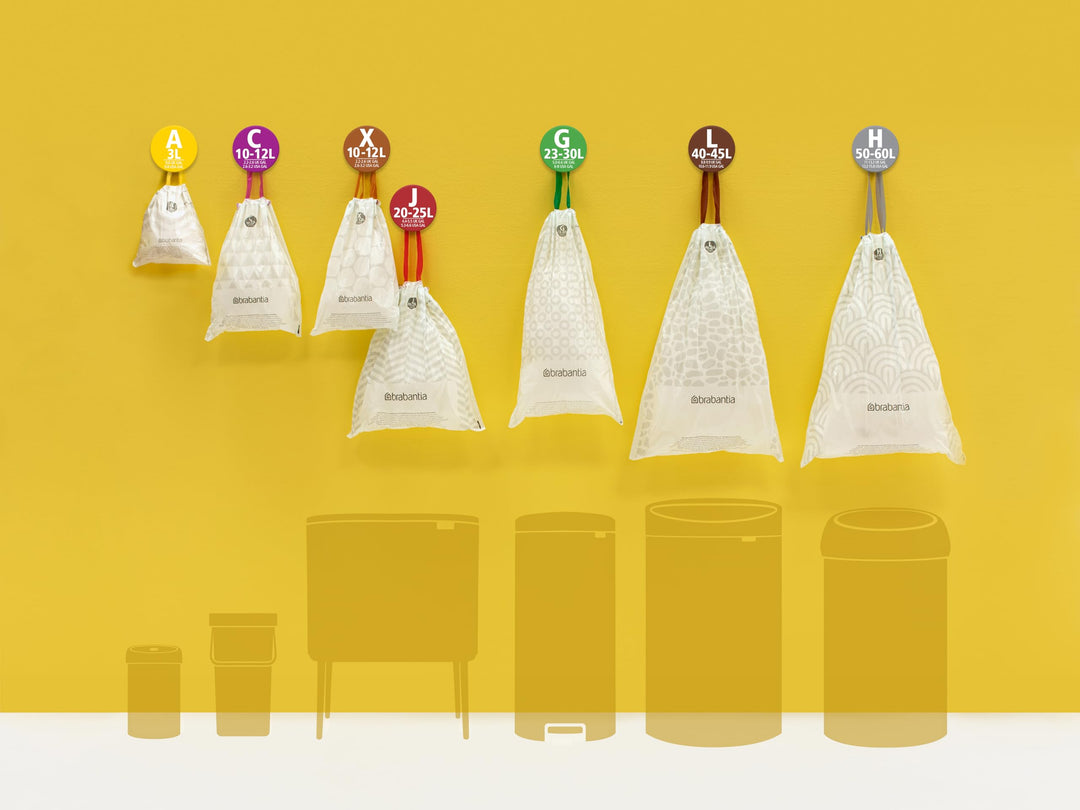 Brabantia PerfectFit 20L Thick Plastic Bin Liners with Tie Tape Draw - Extra Strong Trash Bags