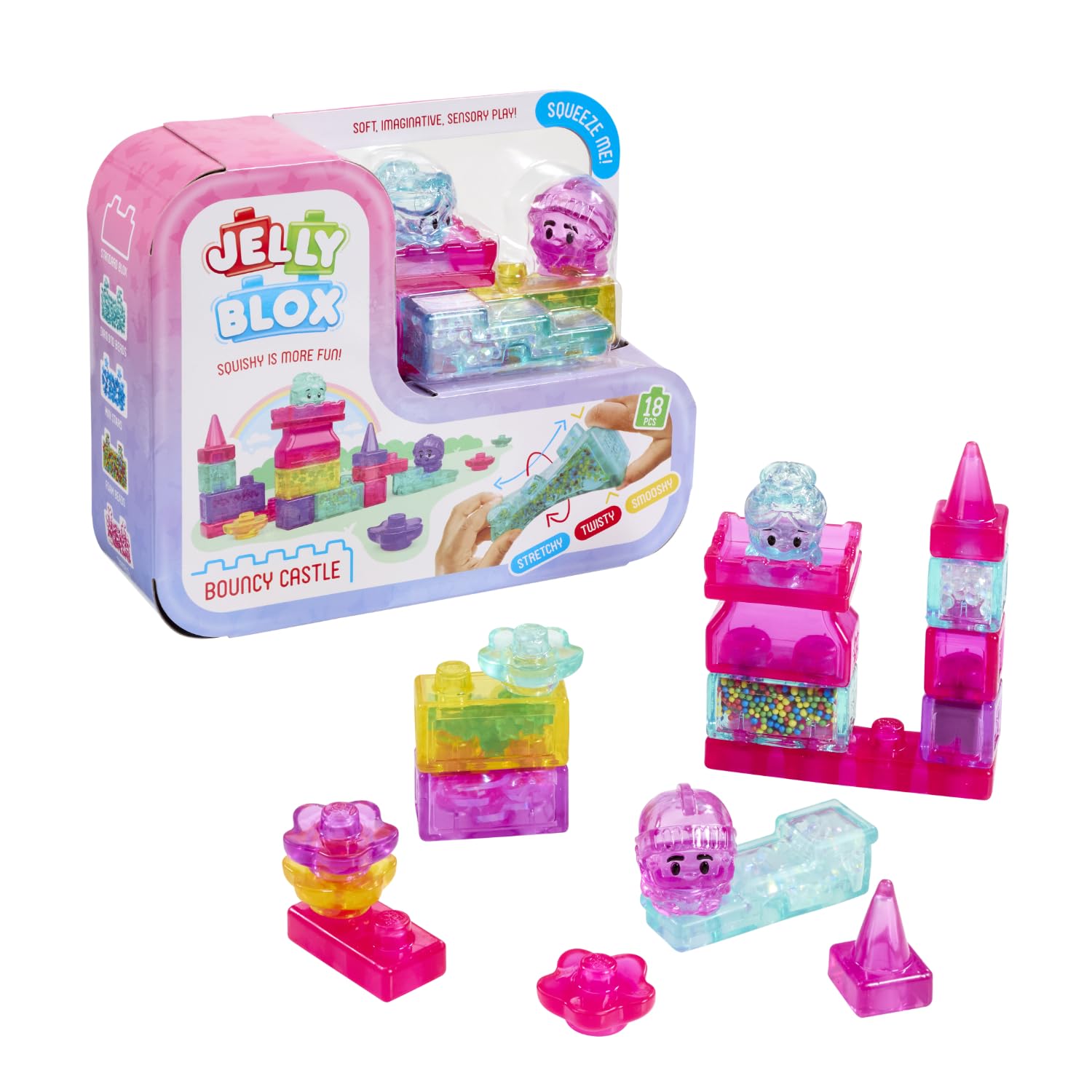 Jelly Blox Bouncy Castle Set - 18 Pieces | Ages 2+ | Flexible Building Blocks