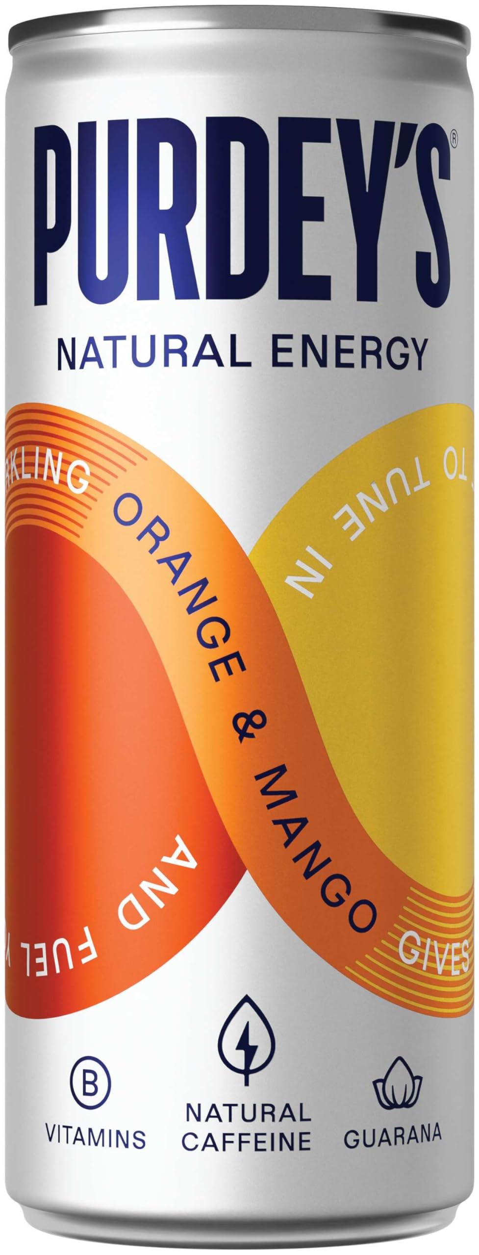Purdey's Natural Energy Orange & Mango Juice - 250ml Can (Pack of 4) | Natural Caffeine & B Vitamins 2